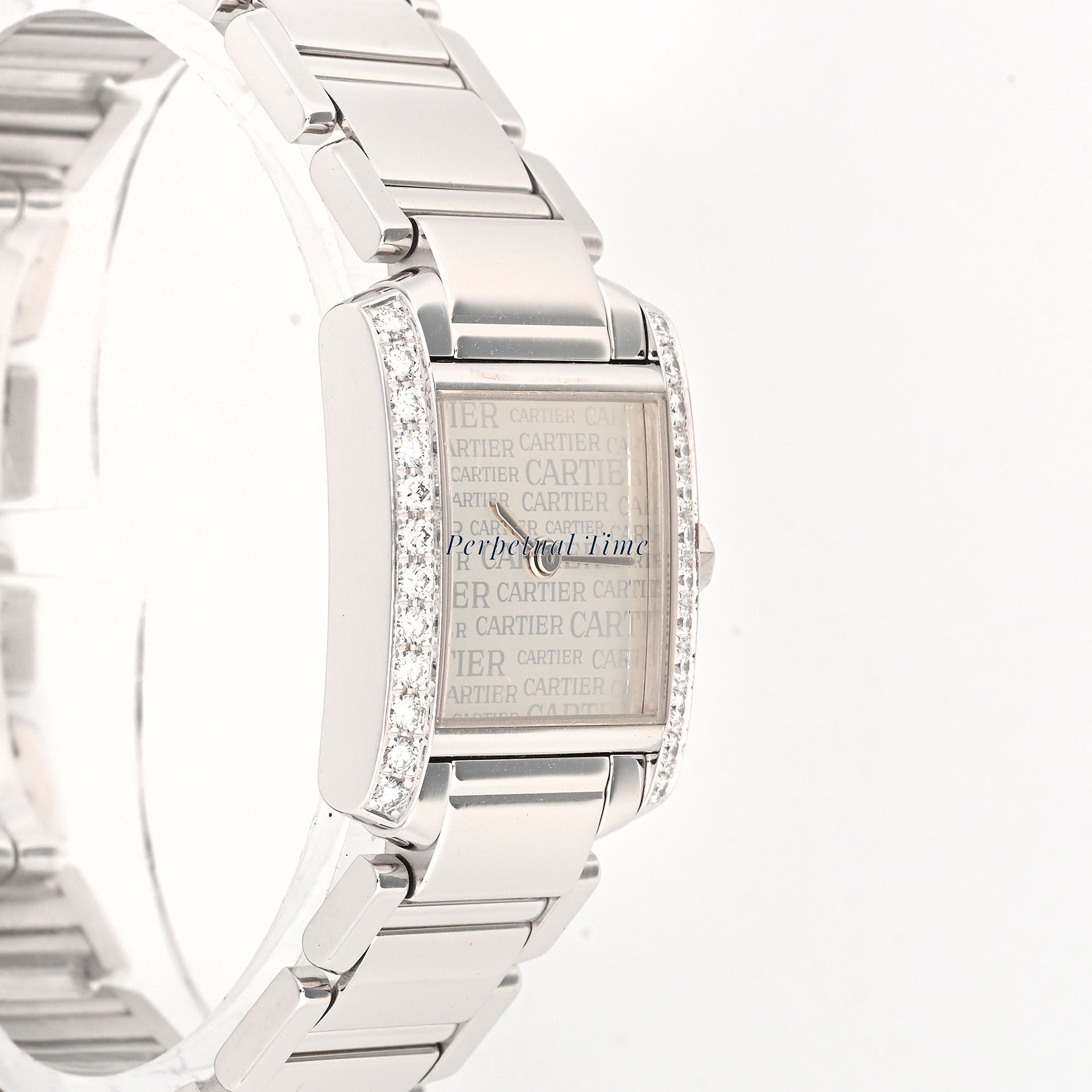 Cartier Tank Francaise Small 2403 Anniversary Logo Dial White Gold