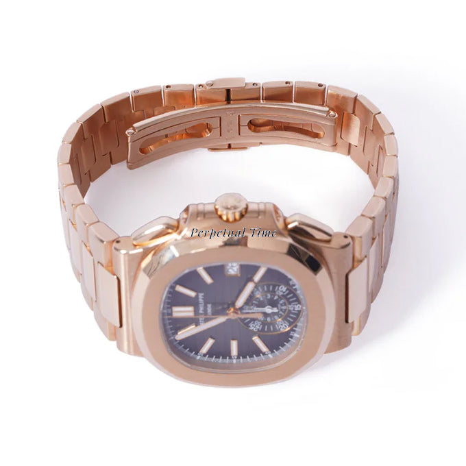 Patek Philippe Nautilus Rose Gold 5980/1R-001 | Travel Time Chronograph | Rose gold Band|