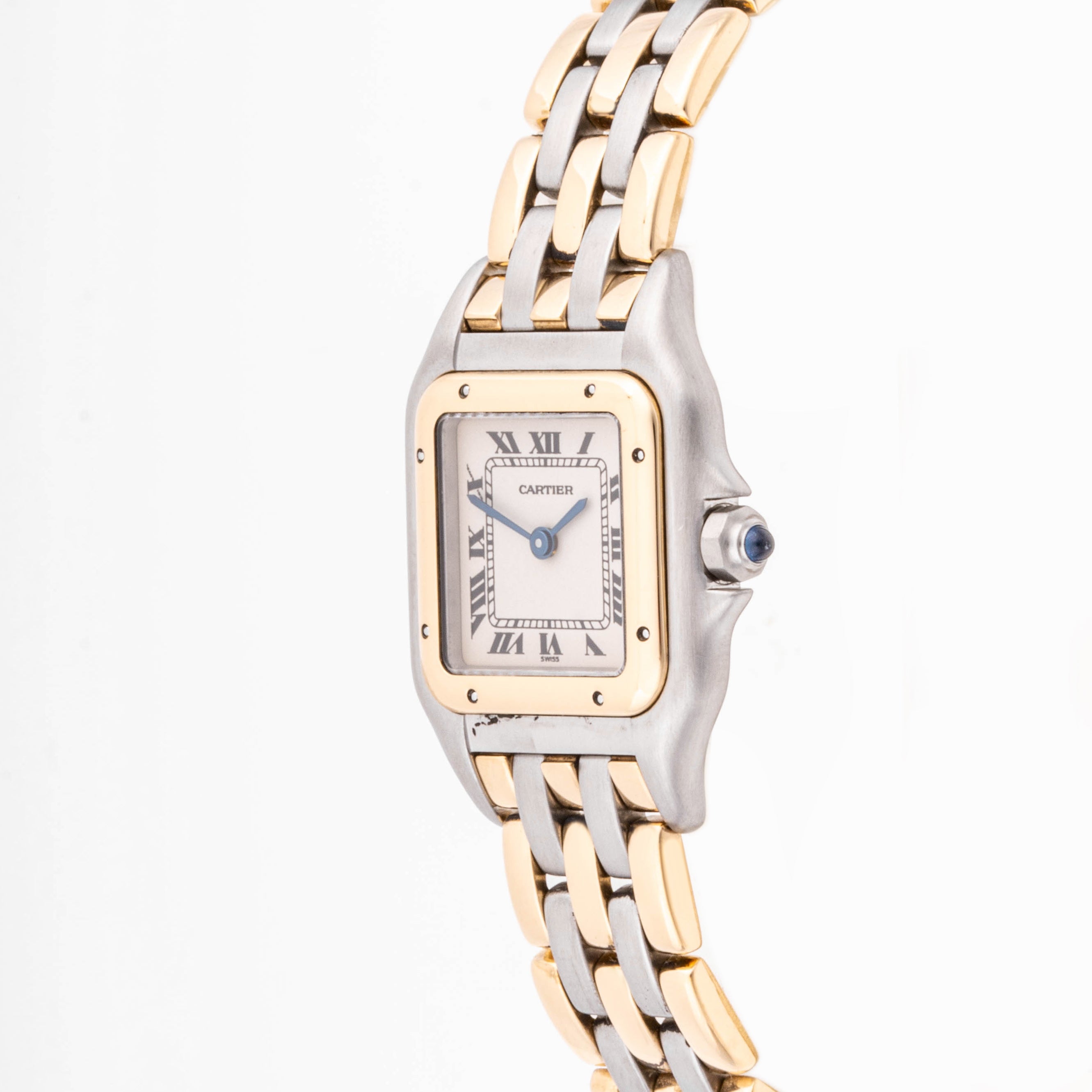 Cartier Panthère 22 mm Stainless Steel & Yellow Gold 166921 Off-white  Dial | Roman Numerals hour markers, Smooth bezel