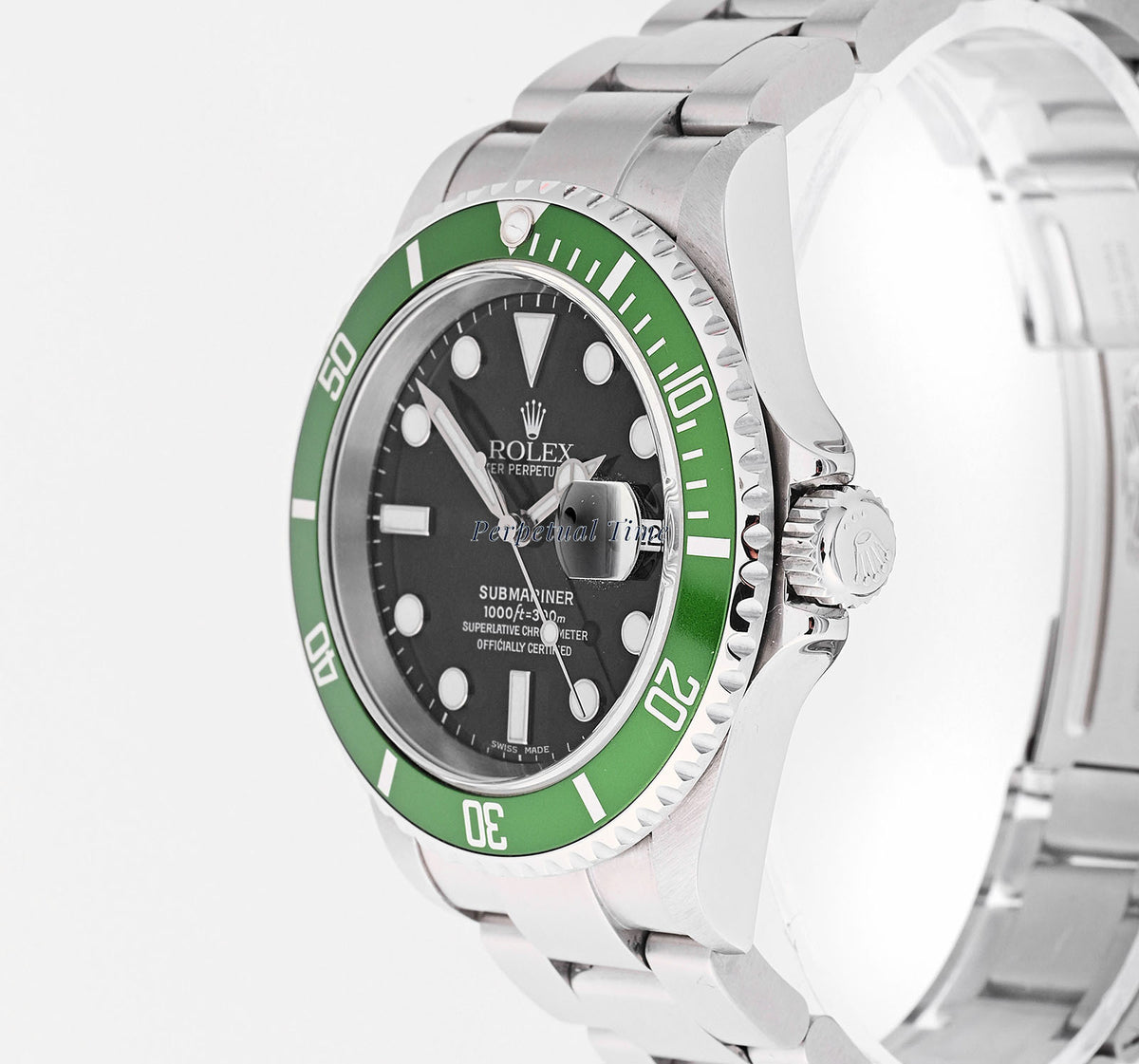 Rolex Submariner 40mm 16610Lv Flat-4 Kermit Green Bezel Oyster Band Black Dial