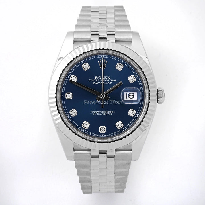 Rolex Datejust 41 Blue Diamond Dial on Jubilee 126334 Card 2024