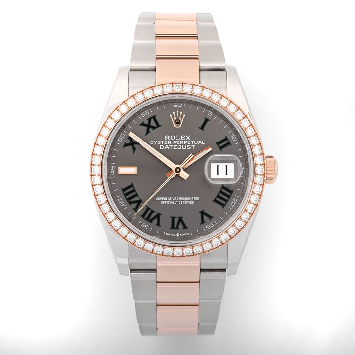 Rolex Datejust 36mm Stainless Steel & Rose Gold 126281RBR | Wimbledon Dial | Diamond Bezel | Oyster Band