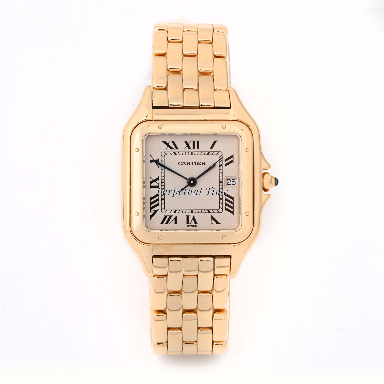 Cartier Panthère Large Yellow Gold 28mm | Ivory Roman Numeral Dial | Bracelet