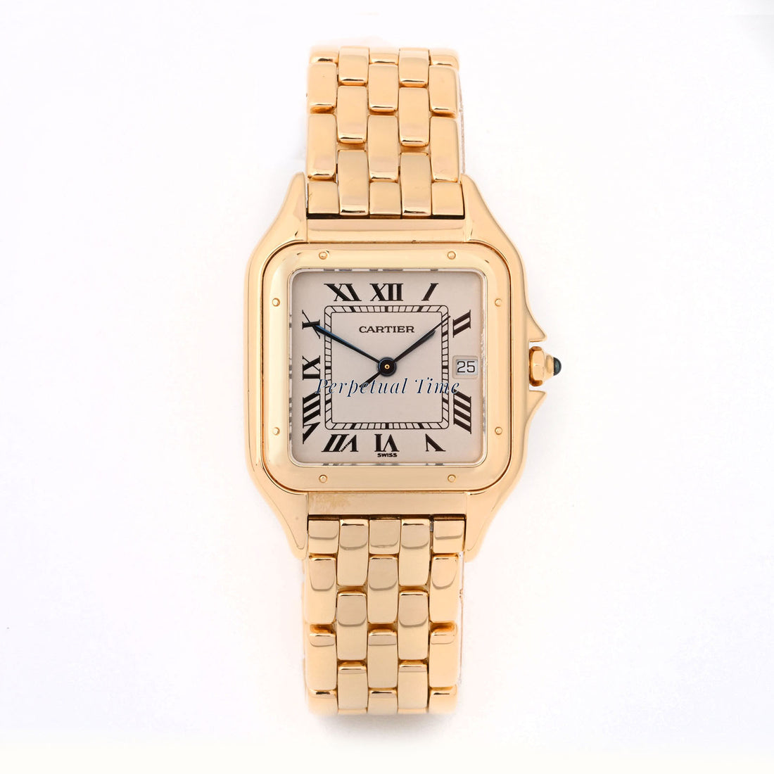 Cartier Panthère Large Yellow Gold 28mm | Ivory Roman Numeral Dial | Bracelet