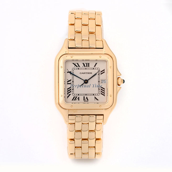 Cartier Panthère Large Yellow Gold 28mm | Ivory Roman Numeral Dial | Bracelet