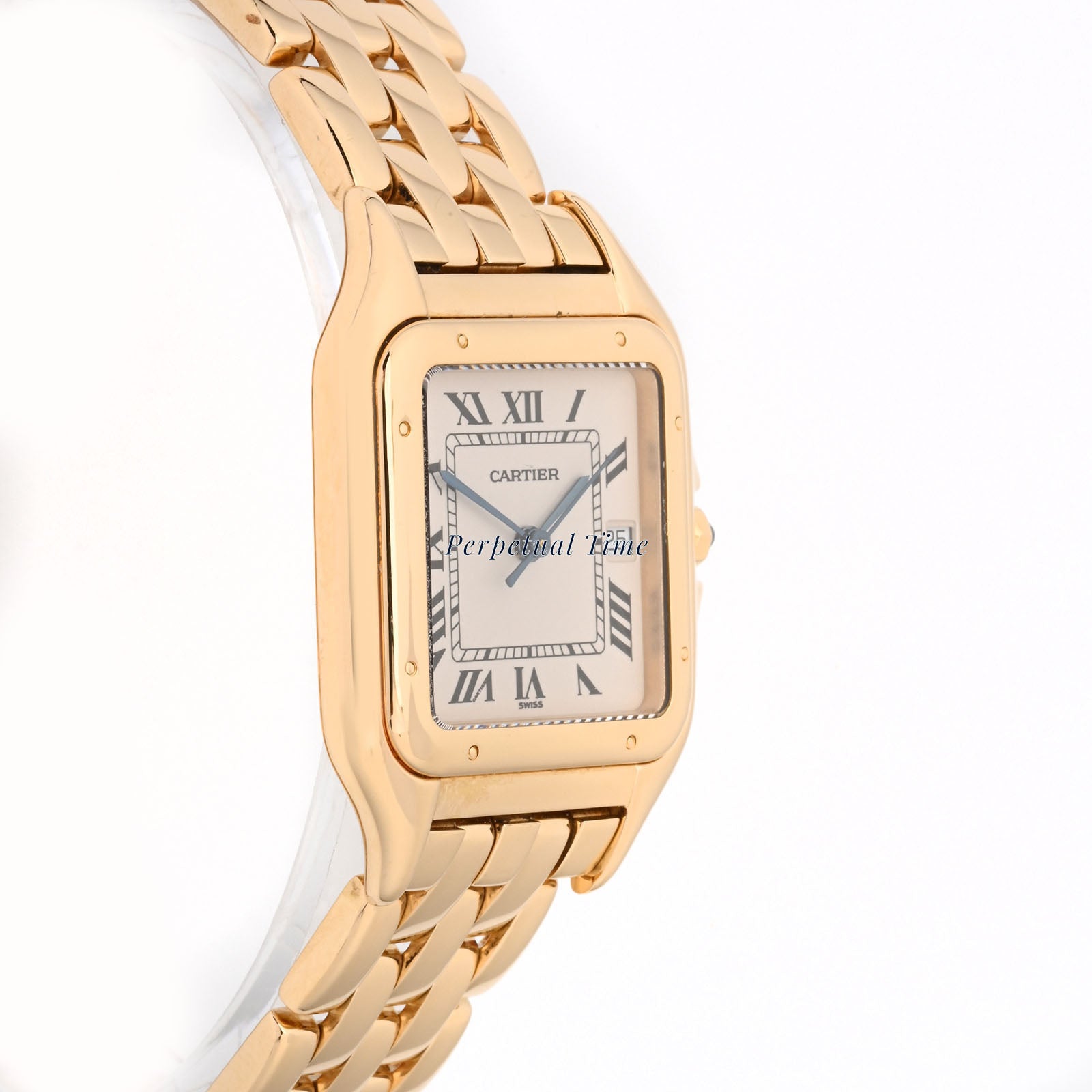 Cartier Panthère Large Yellow Gold 28mm | Ivory Roman Numeral Dial | Bracelet