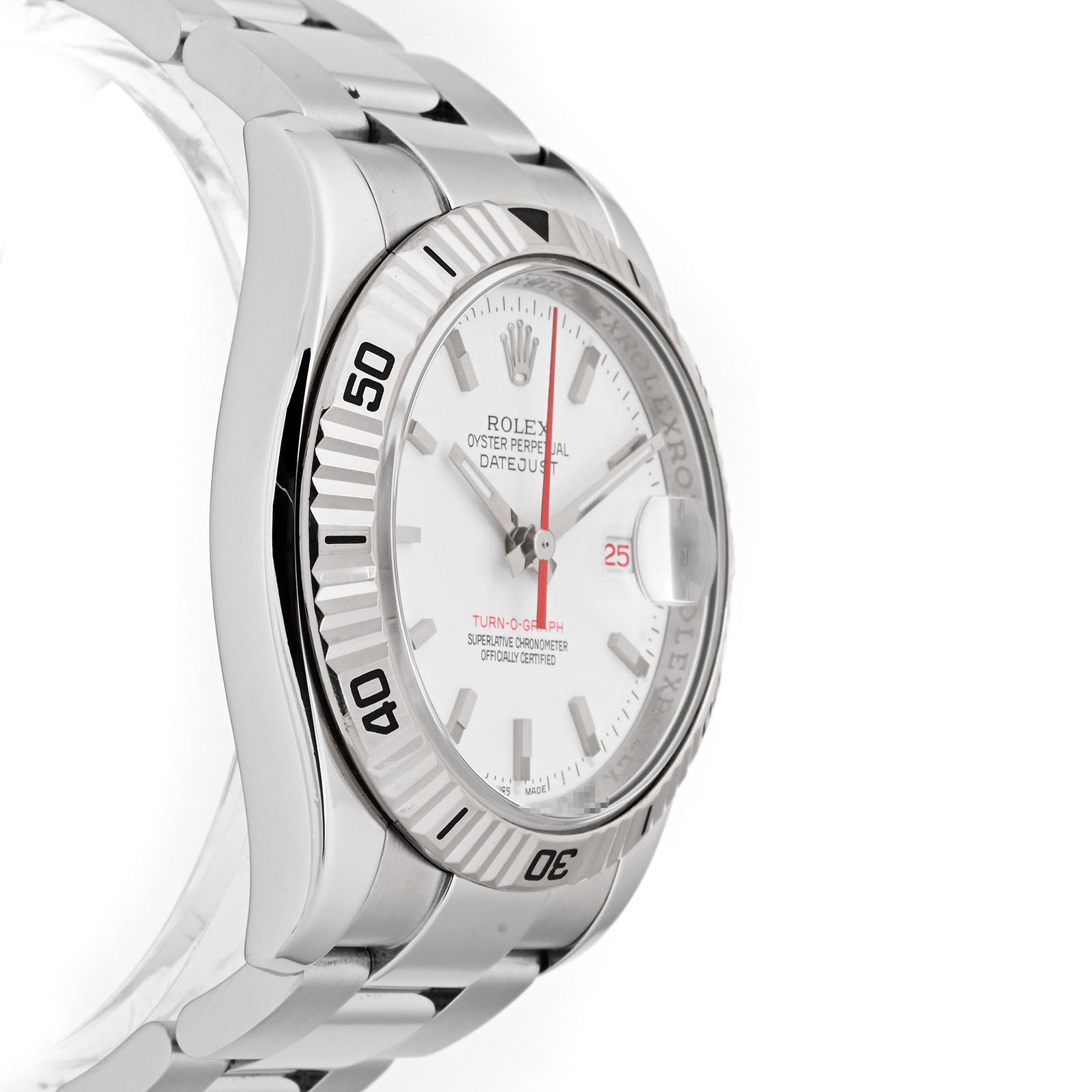 Rolex Datejust 36mm Stainless Steel & White Gold 116264 White Dial | Index hour markers| Fluted Bezel