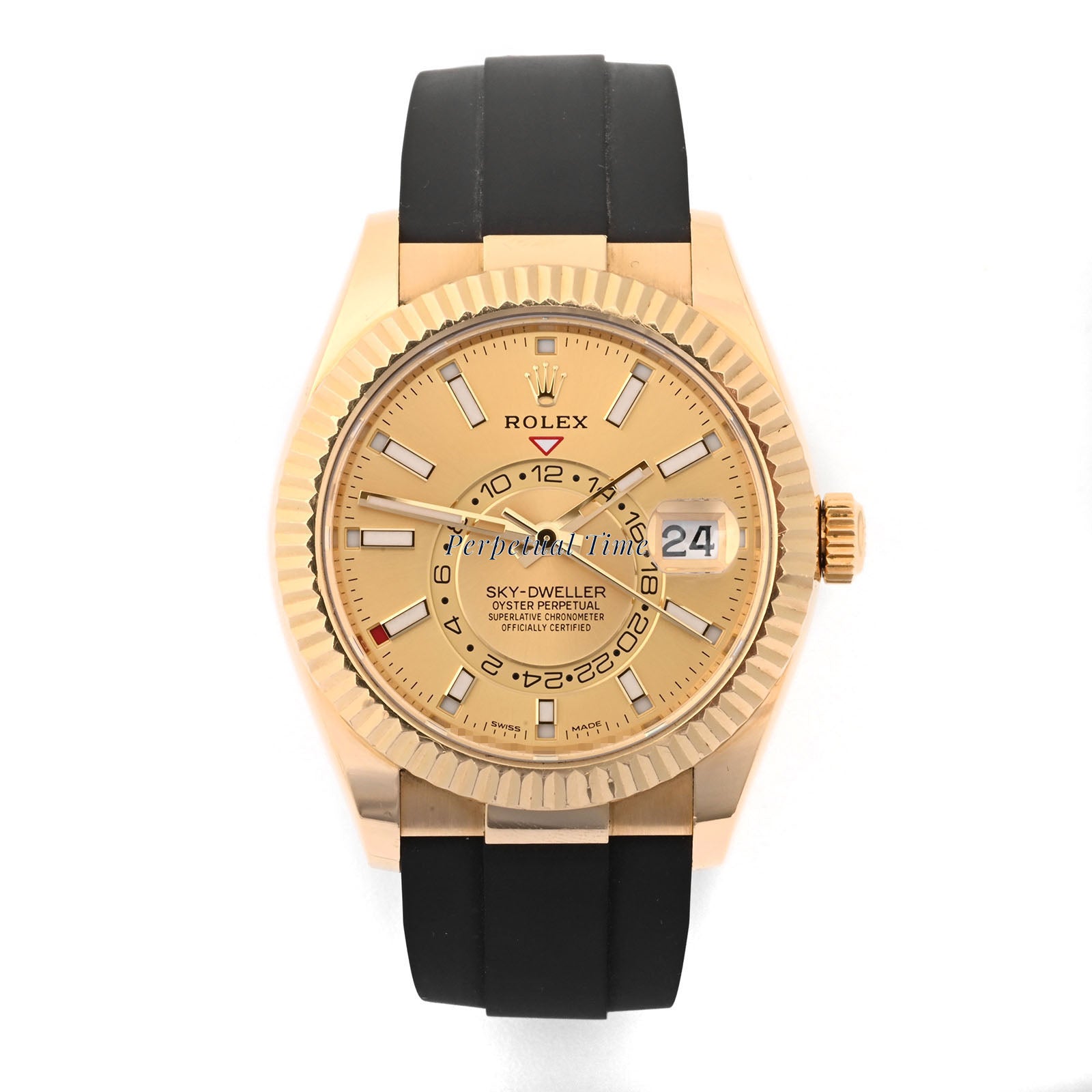 Rolex SkyDweller Champagne Index Dial on Oysterflex band 326238 Card