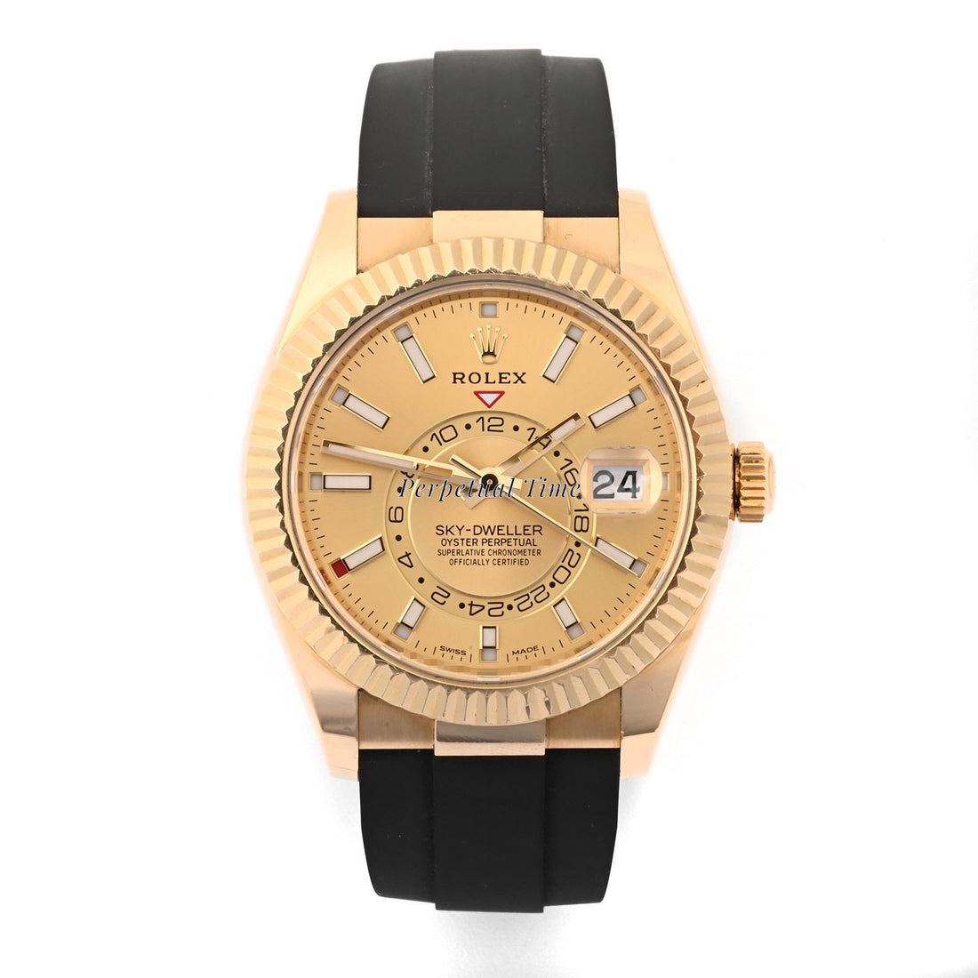 Rolex SkyDweller Champagne Index Dial on Oysterflex band 326238 Card