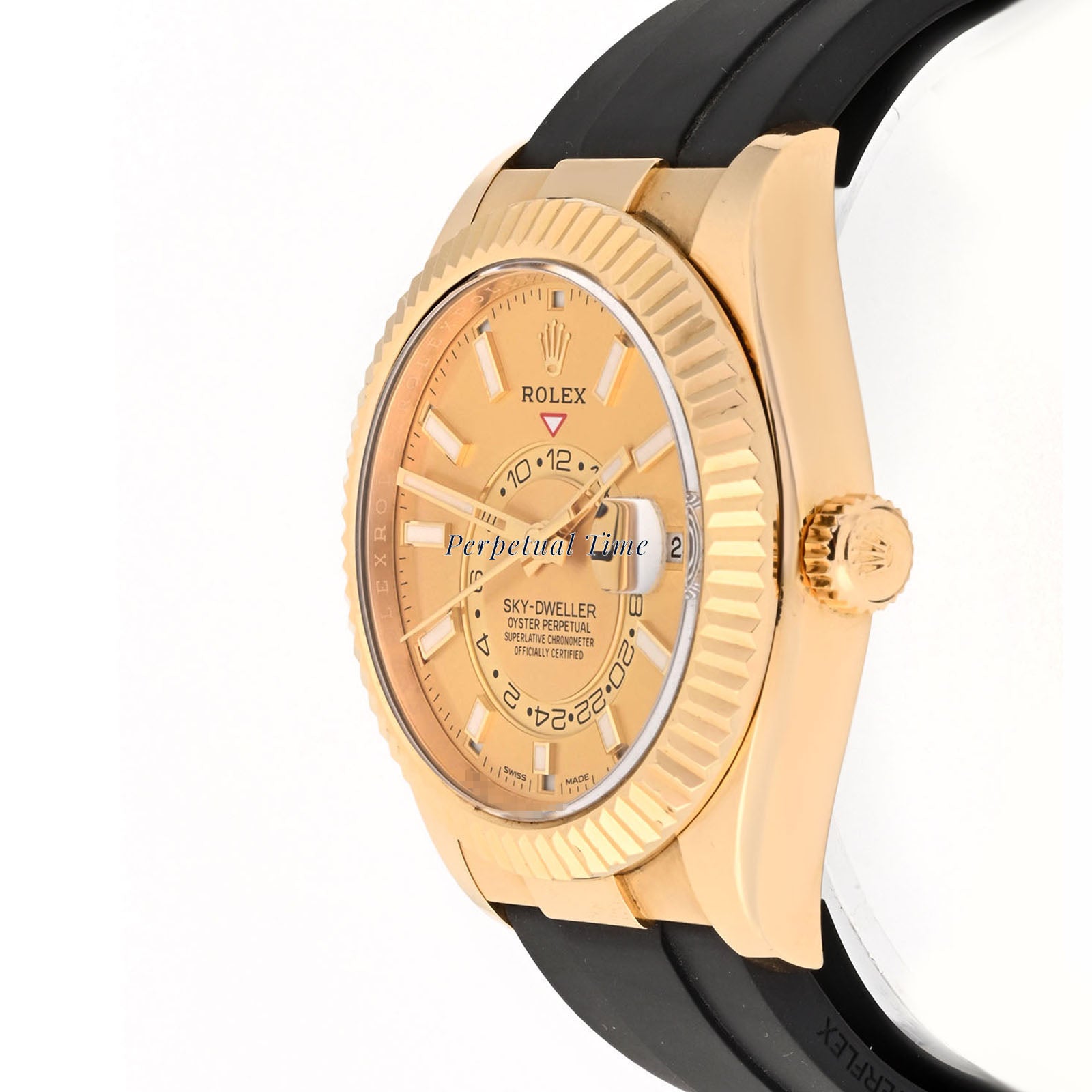 Rolex SkyDweller Champagne Index Dial on Oysterflex band 326238 Card