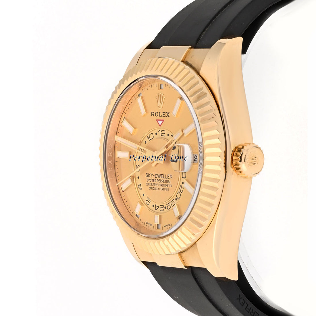 Rolex SkyDweller Champagne Index Dial on Oysterflex band 326238 Card
