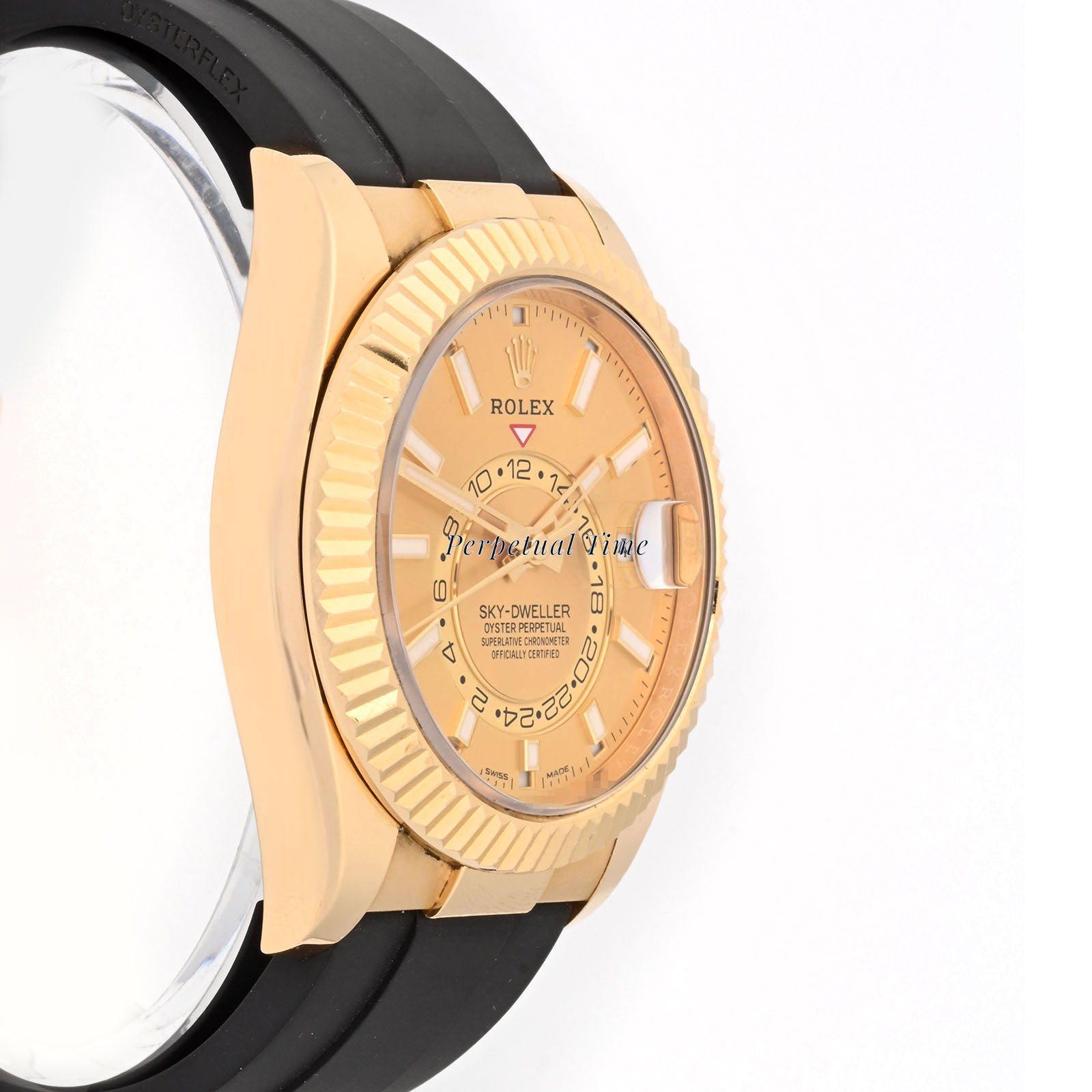 Rolex SkyDweller Champagne Index Dial on Oysterflex band 326238 Card