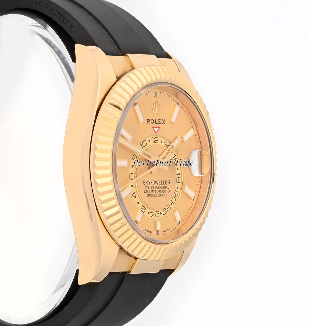 Rolex SkyDweller Champagne Index Dial on Oysterflex band 326238 Card
