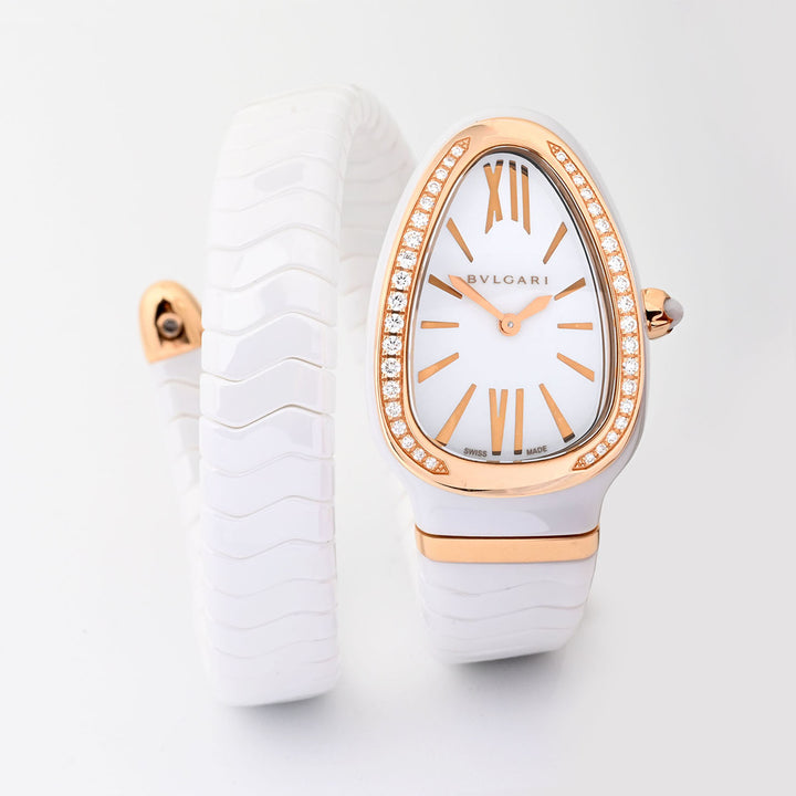 BVLAGARI SERPENTI | SP C 35 W G | ROSE GOLD | WHITE DIAL | CERAMIC BRACELET