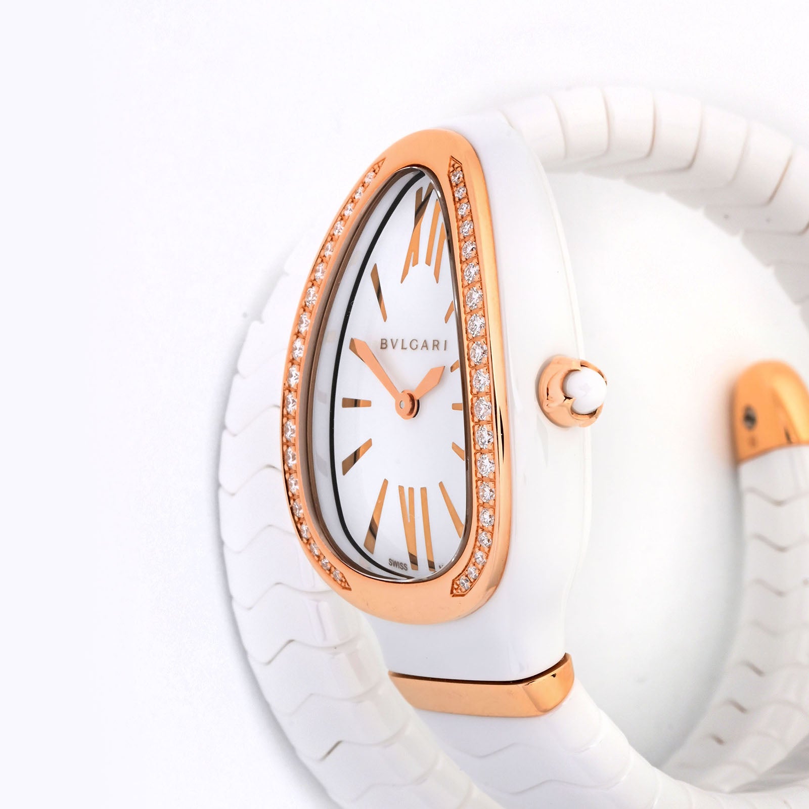 BVLAGARI SERPENTI | SP C 35 W G | ROSE GOLD | WHITE DIAL | CERAMIC BRACELET