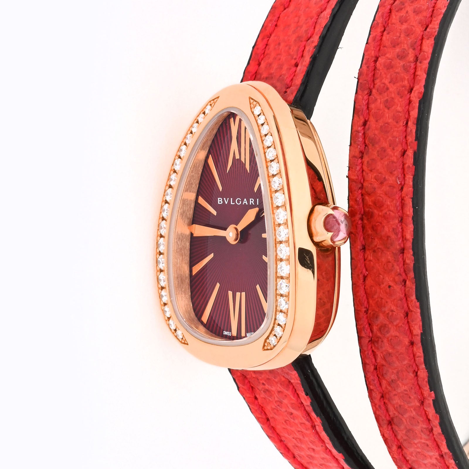 BVLAGARI SERPENTI | SPP27C9PGDL | ROSE GOLD | RED DIAL | RED LEATHER STRAP