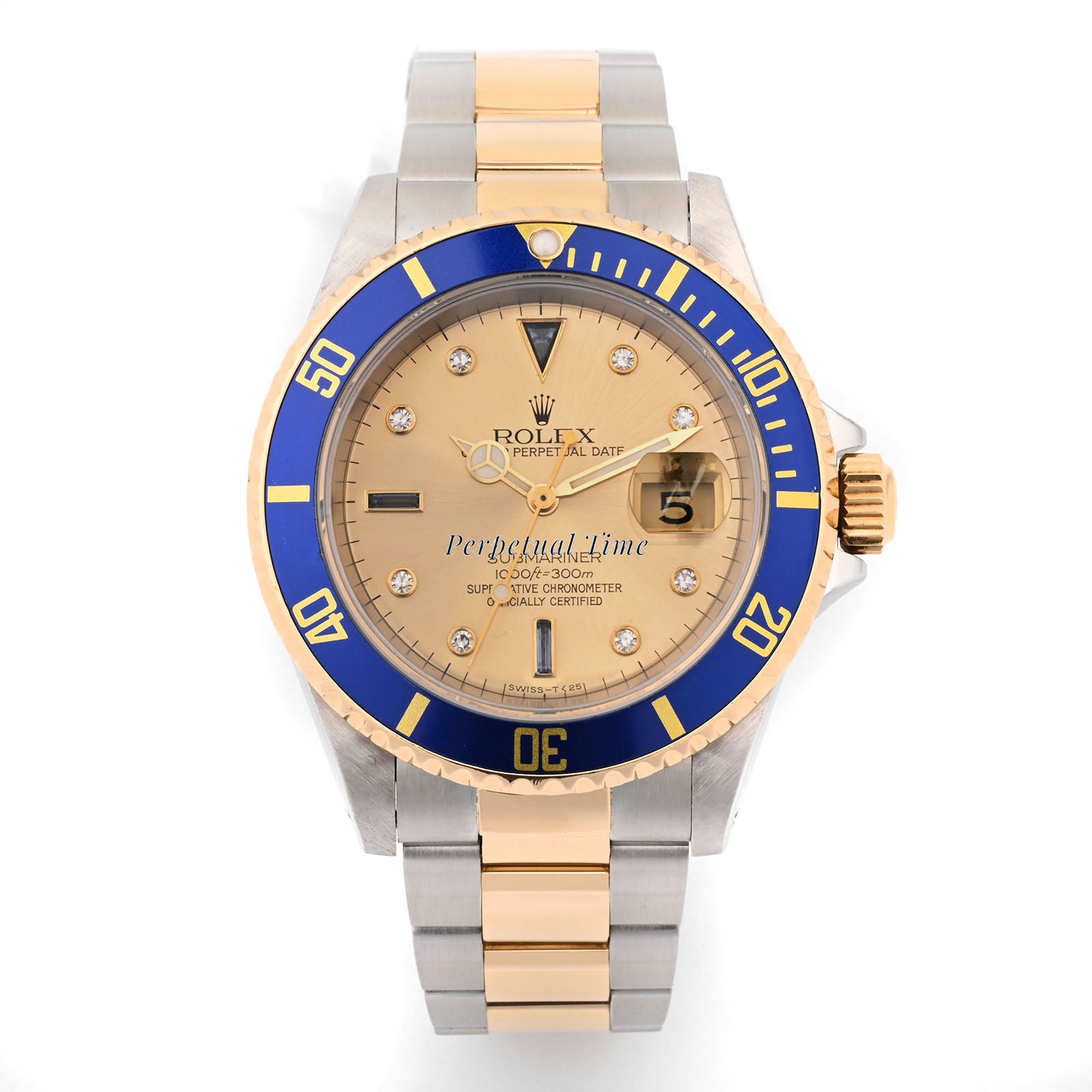 Rolex Submariner Champagne Diamond Serti Dial on Oyster band 16613