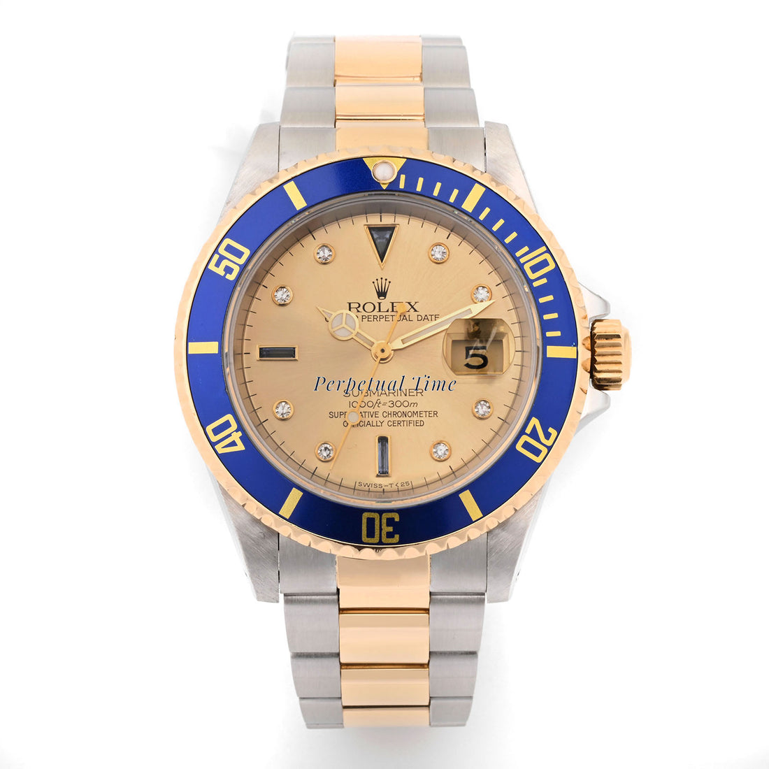 Rolex Submariner Champagne Diamond Serti Dial on Oyster band 16613