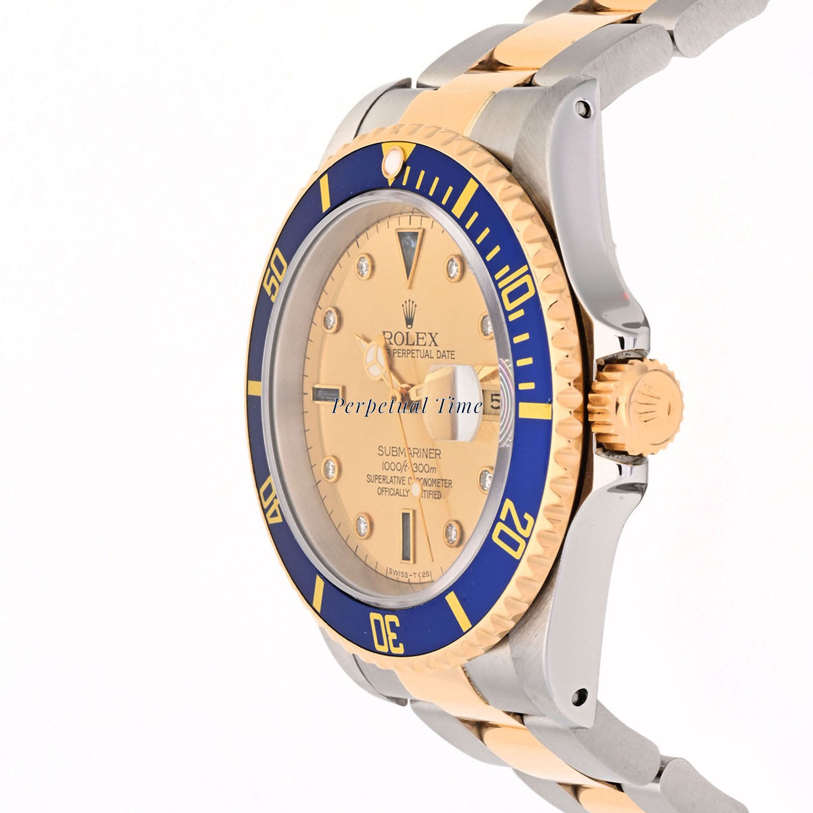 Rolex Submariner Champagne Diamond Serti Dial on Oyster band 16613