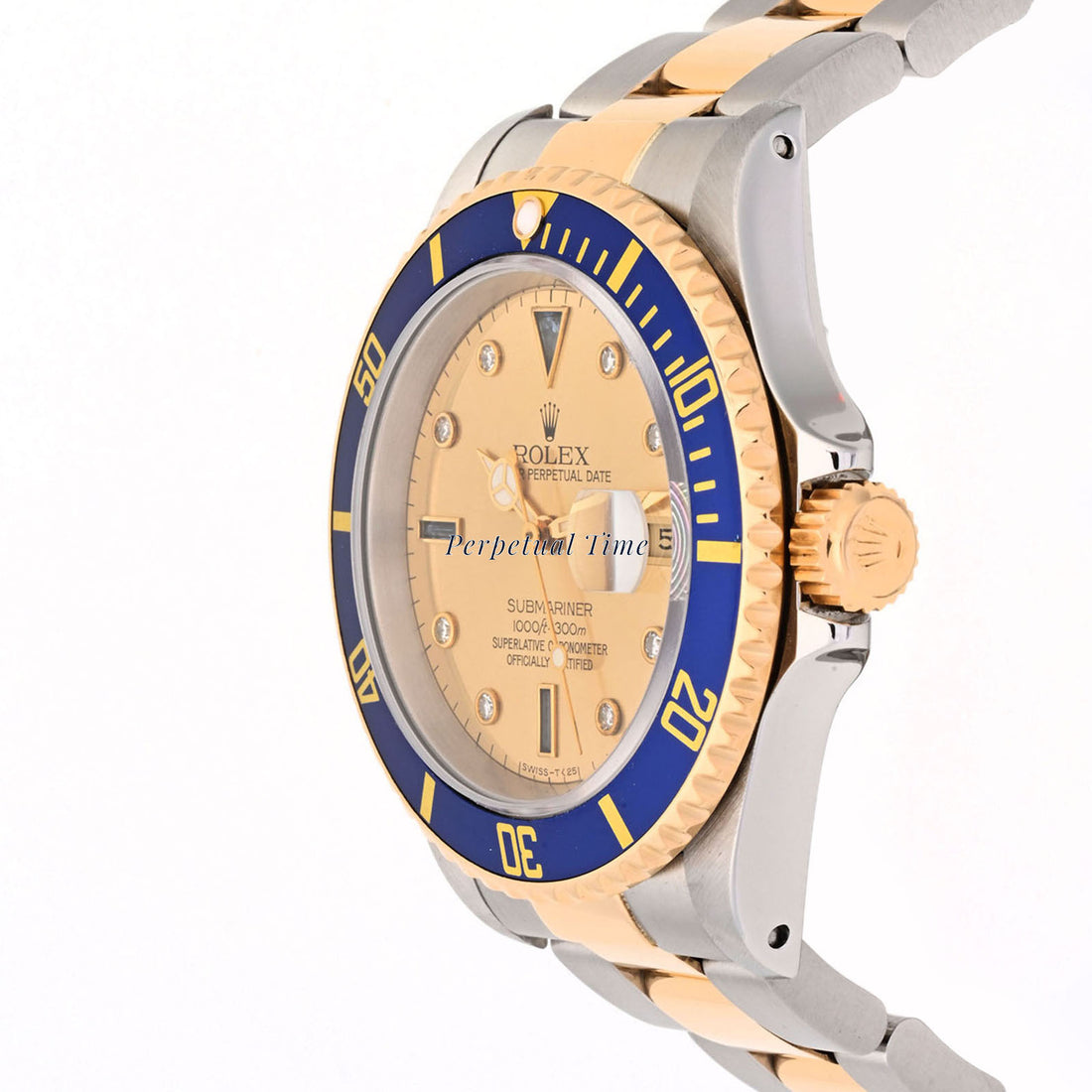 Rolex Submariner Champagne Diamond Serti Dial on Oyster band 16613