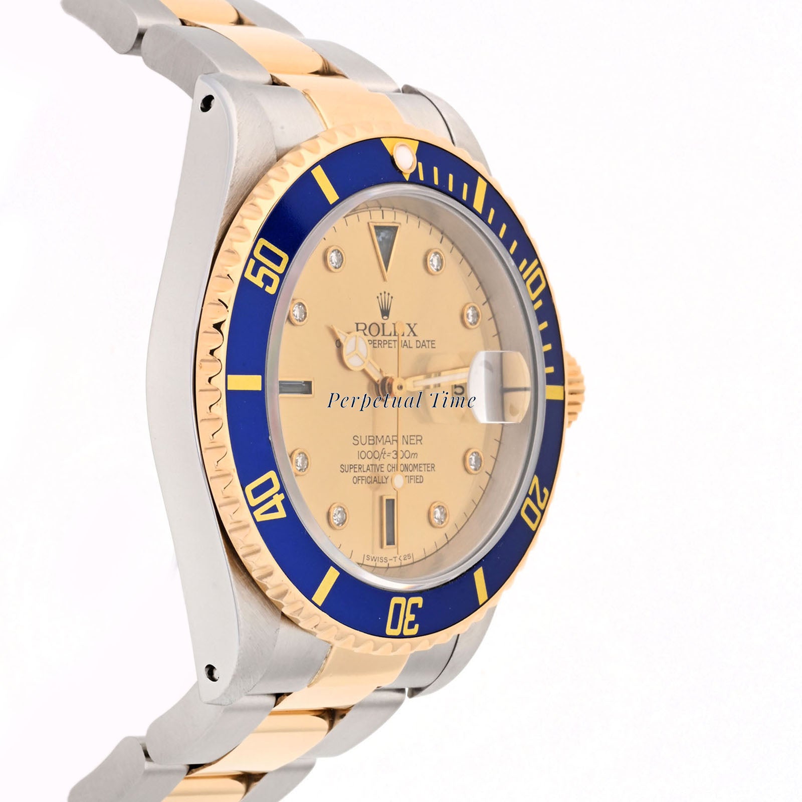 Rolex Submariner Champagne Diamond Serti Dial on Oyster band 16613