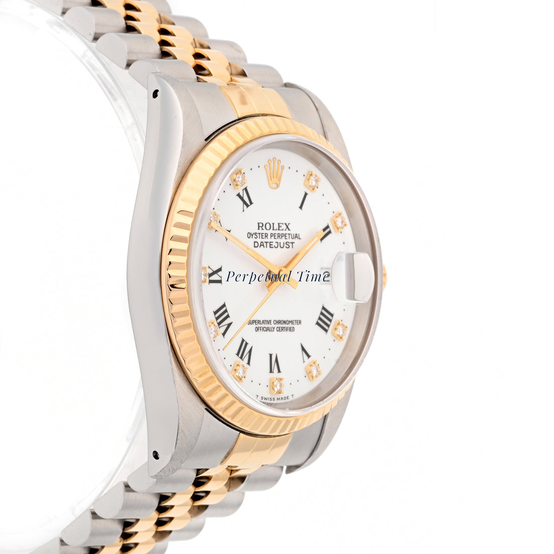 Rolex Datejust 36 White Roman w diamond Dial on Jubilee band 16233