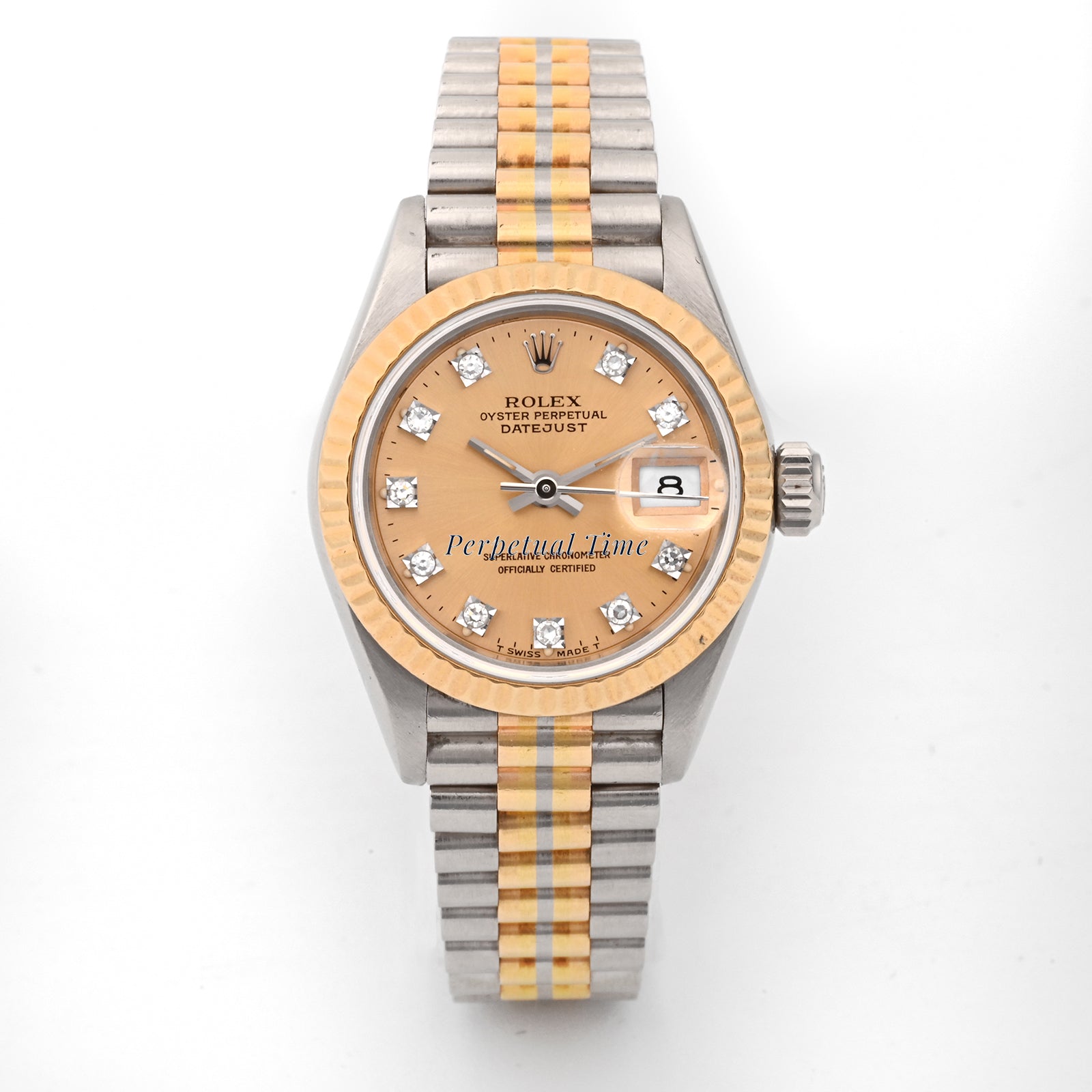 Rolex Datejust Lady President Tridor Champagne Diamond Dial on President band 69179 Papers
