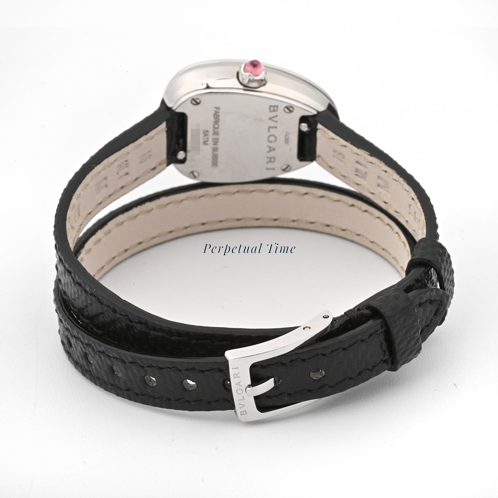 Bvlgari Serpenti Black Dial on Black Leather Band band SPS27BSL Card