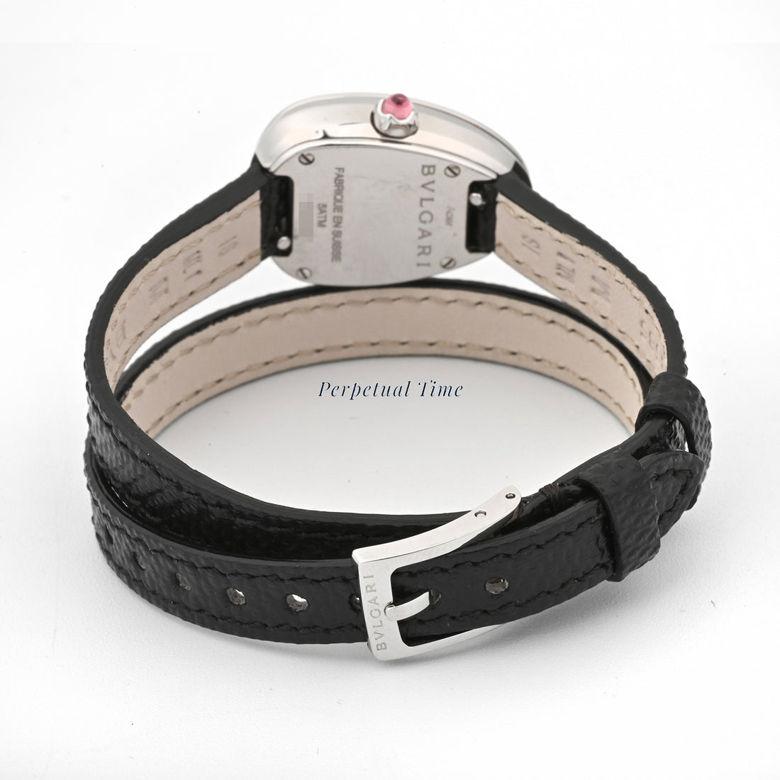 Bvlgari Serpenti Black Dial on Black Leather Band band SPS27BSL Card