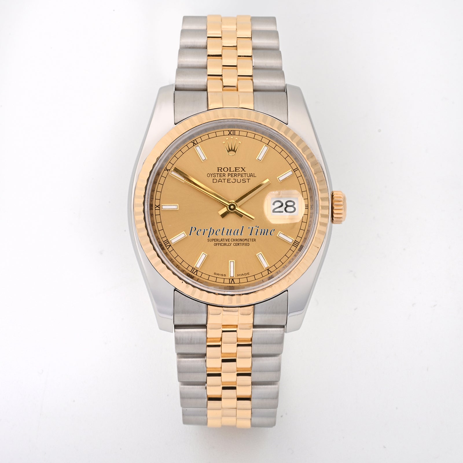 Rolex Datejust 36 Champagne stick Dial on Jubilee band 116233 Card 2008