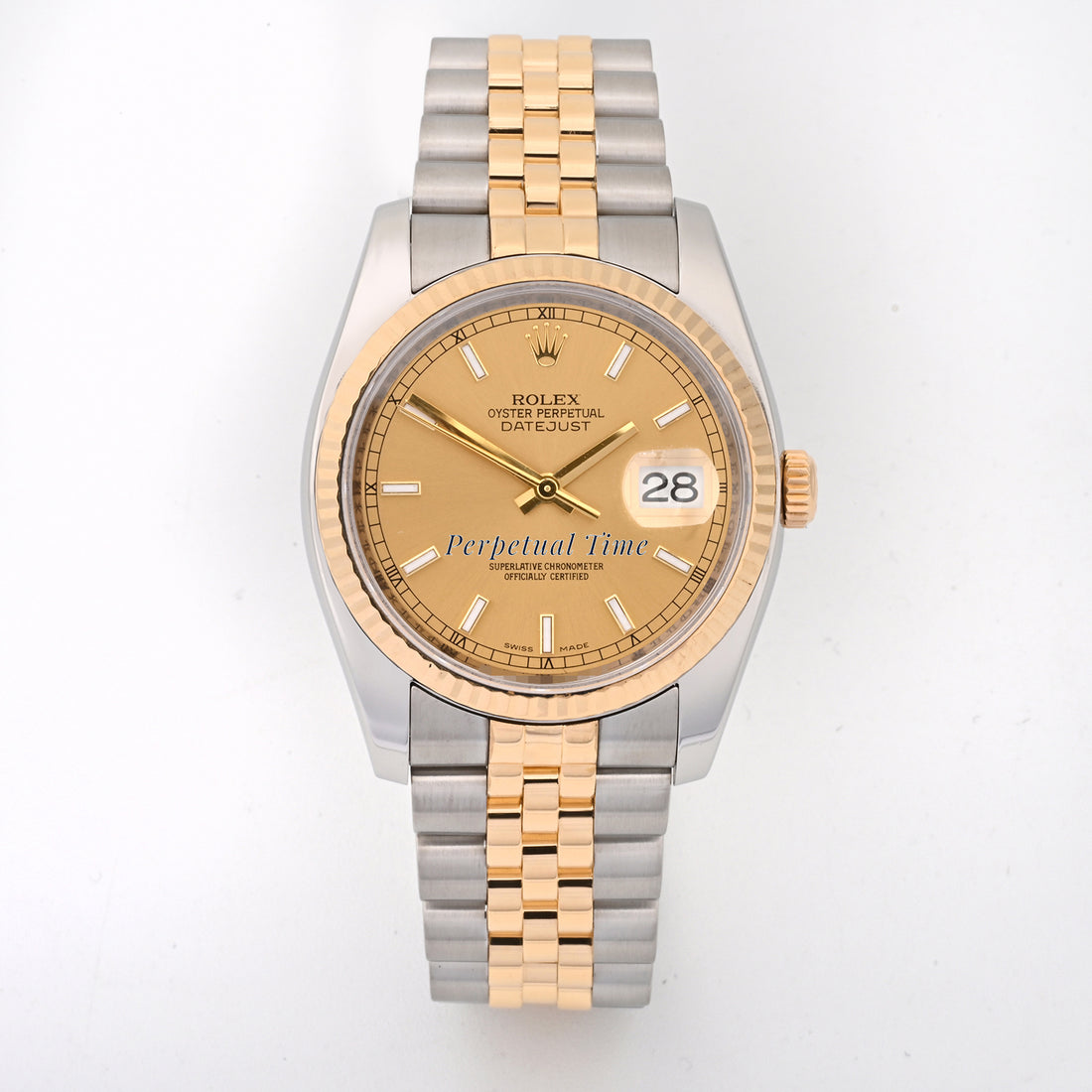 Rolex Datejust 36 Champagne stick Dial on Jubilee band 116233 Card 2008