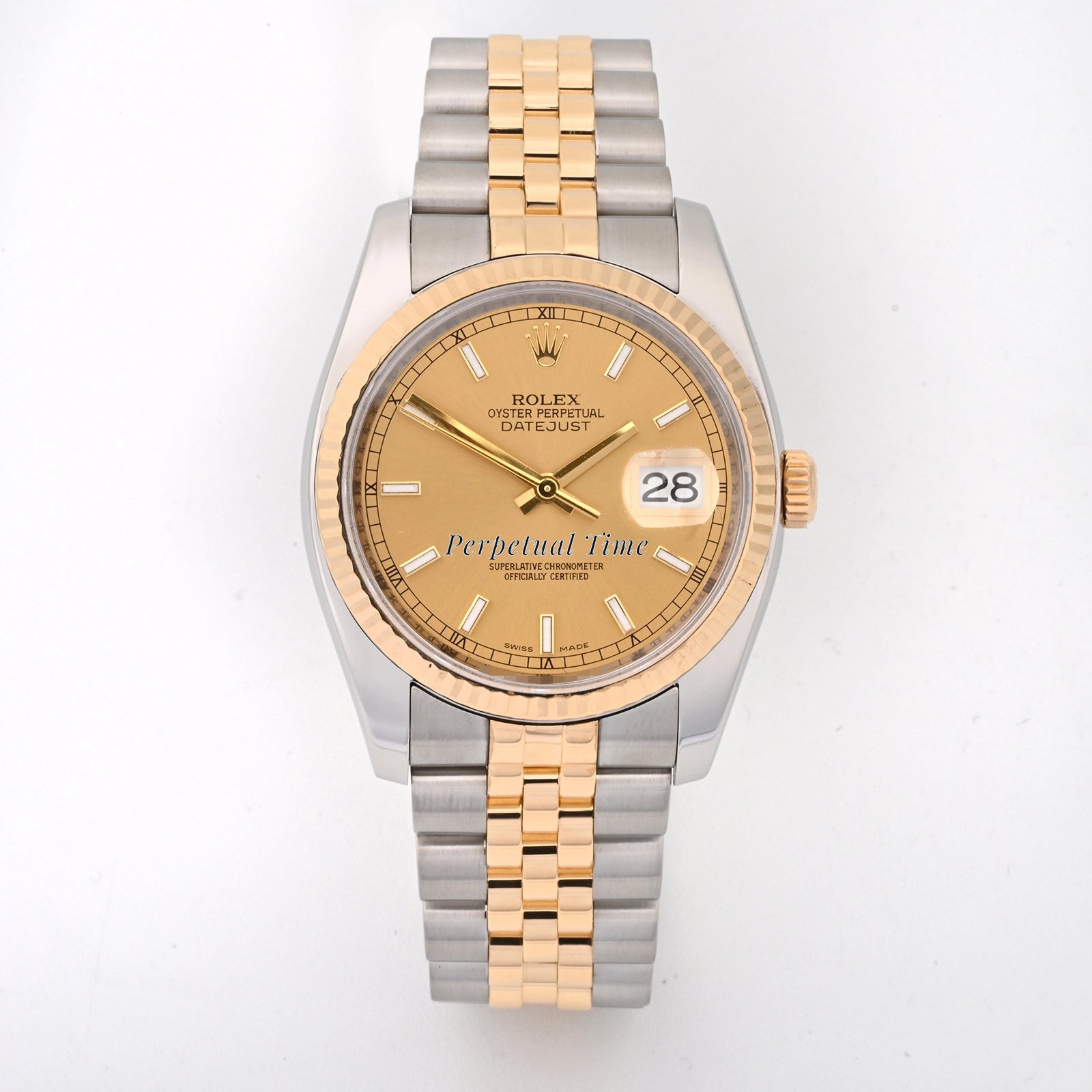 Rolex Datejust 36 Champagne stick Dial on Jubilee 116233 Card 2008
