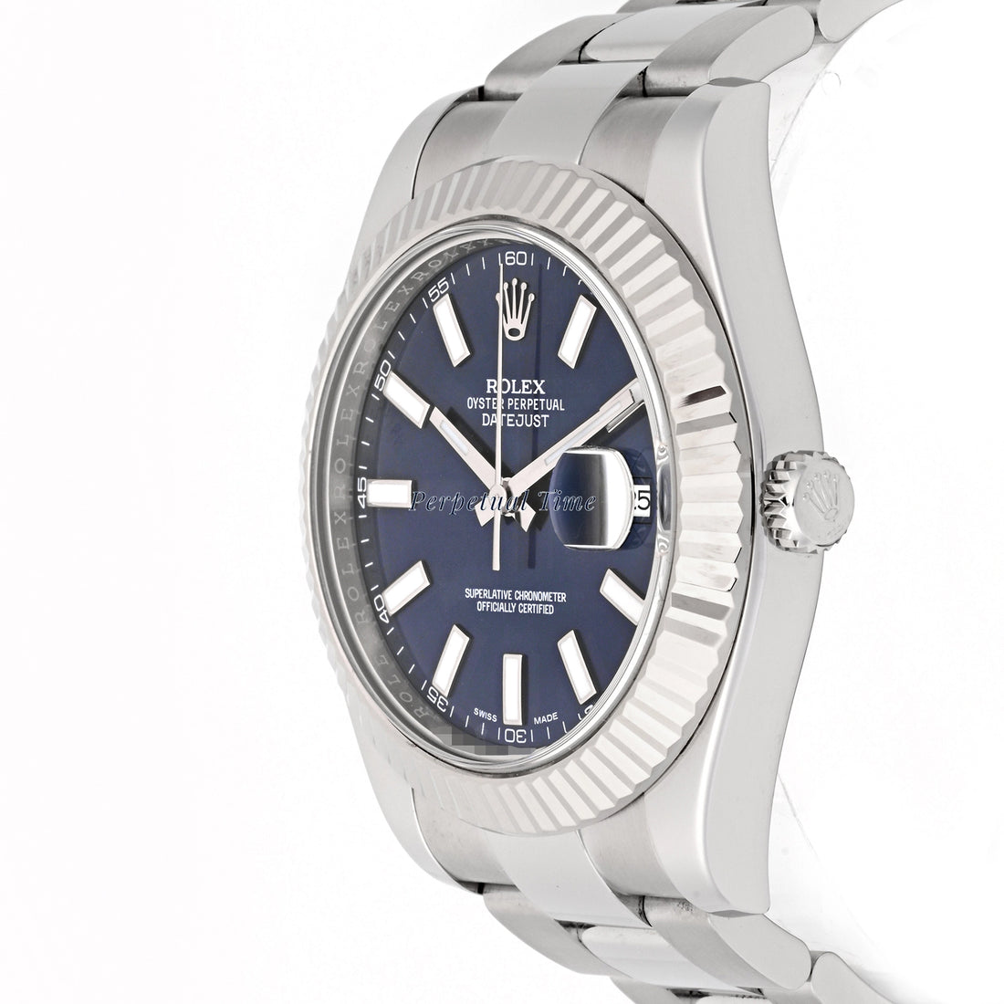 Rolex Datejust II 41mm Blue Stick Dial on Oyster 116334 Card 2018