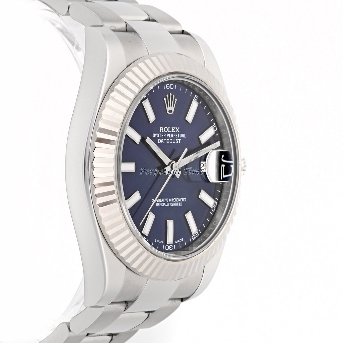 Rolex Datejust II 41mm Blue Stick Dial on Oyster 116334 Card 2018