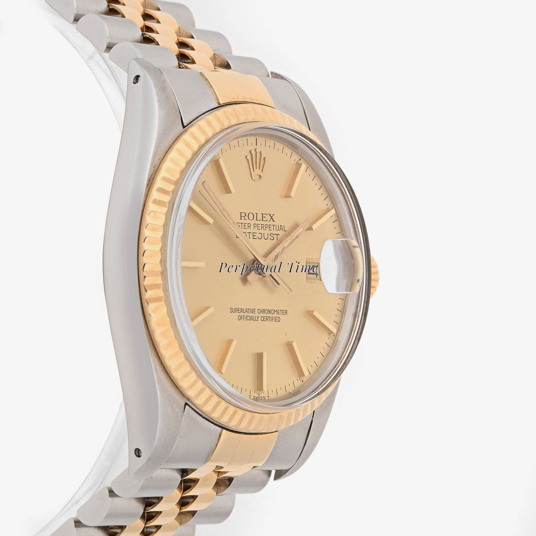 Rolex Datejust 36 Champagne Stick Dial on Jubilee band 16013 Papers
