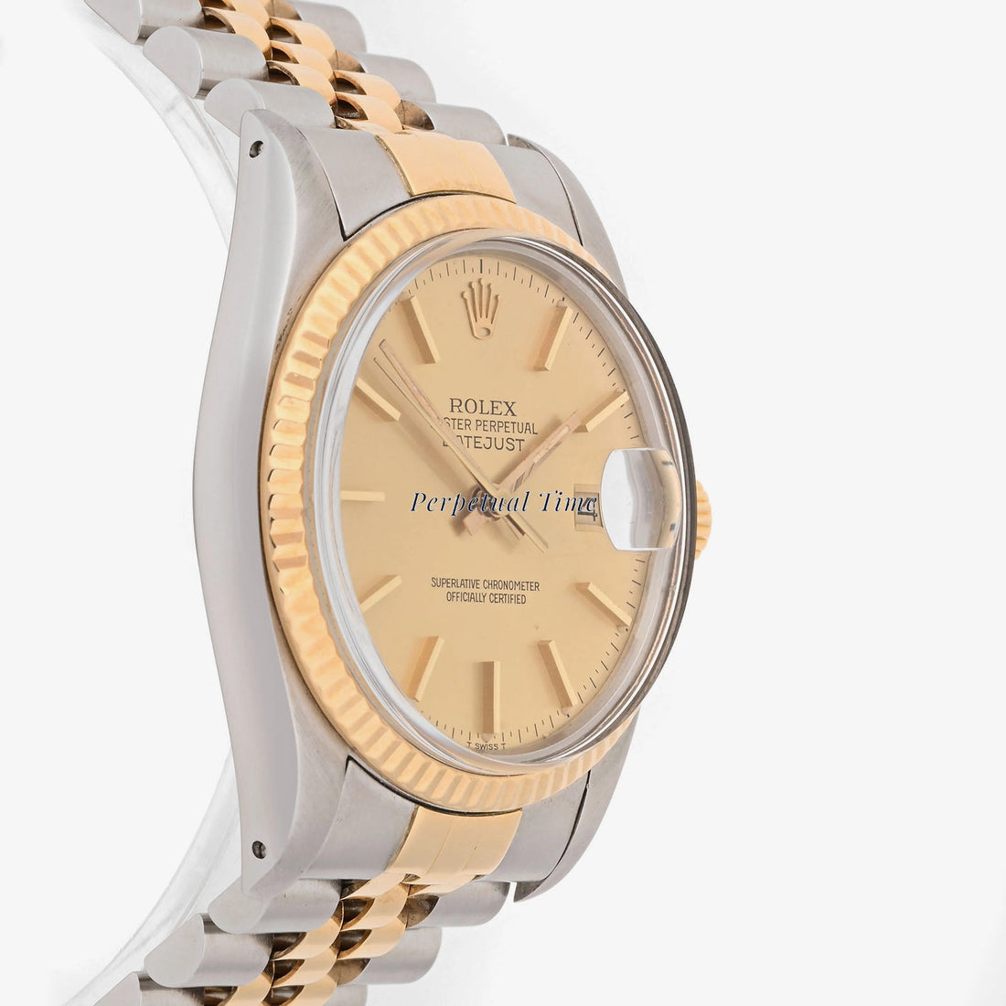 Rolex Datejust 36 Champagne Stick Dial on Jubilee 16013 Papers 1993