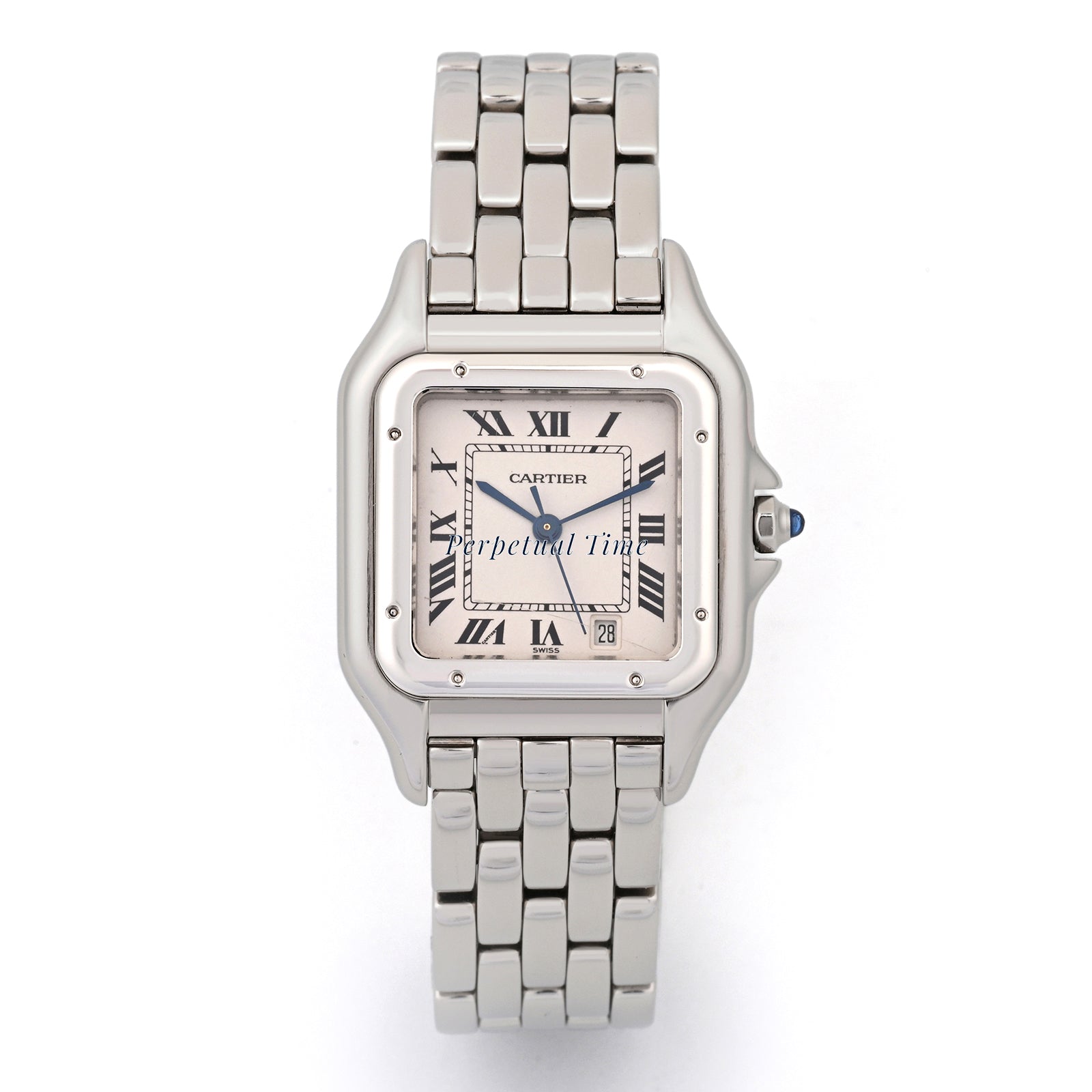 Cartier Panthere Stainless Steel Mid Size White Roman Dial on Steel band W25054P5