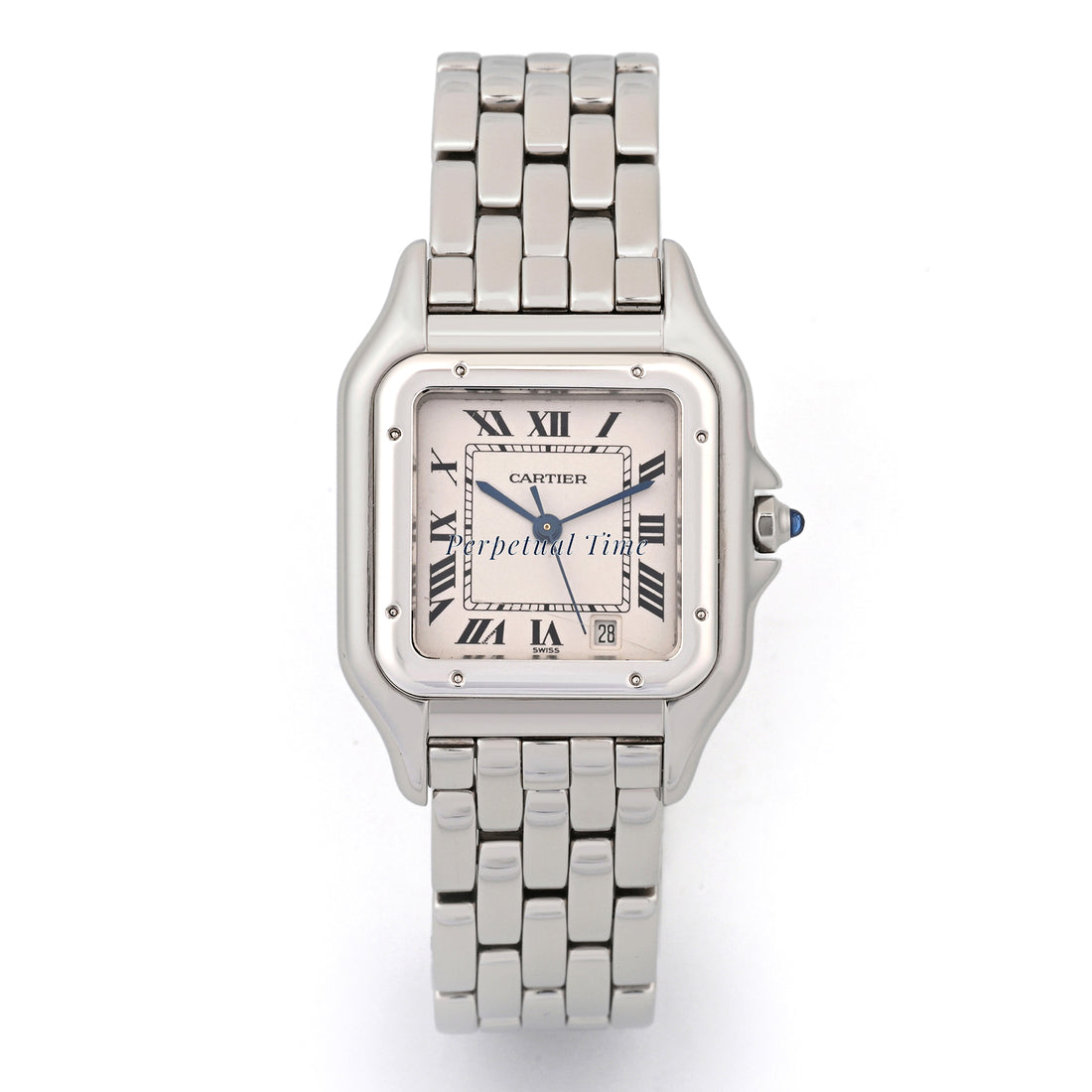 Cartier Panthere Stainless Steel Mid Size White Roman Dial on Steel band W25054P5