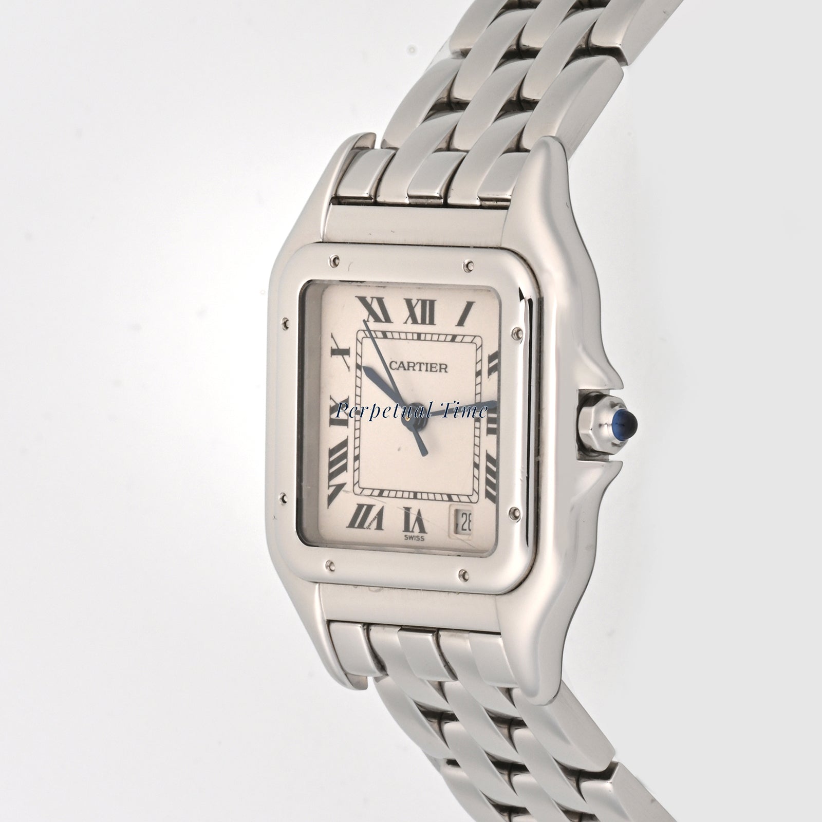 Cartier Panthere Stainless Steel Mid Size White Roman Dial on Steel band W25054P5