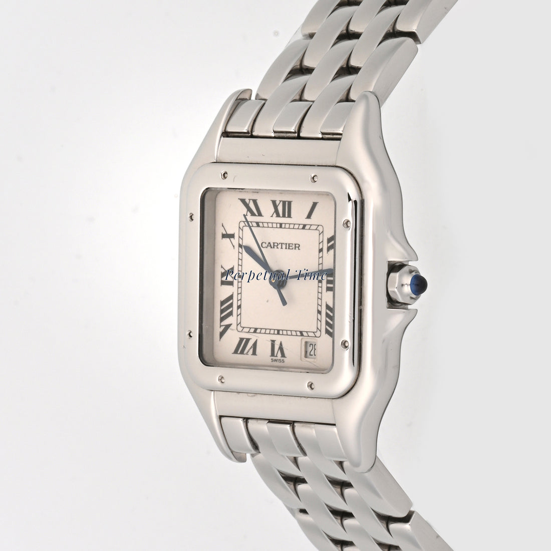 Cartier Panthere Stainless Steel Mid Size White Roman Dial on Steel band W25054P5