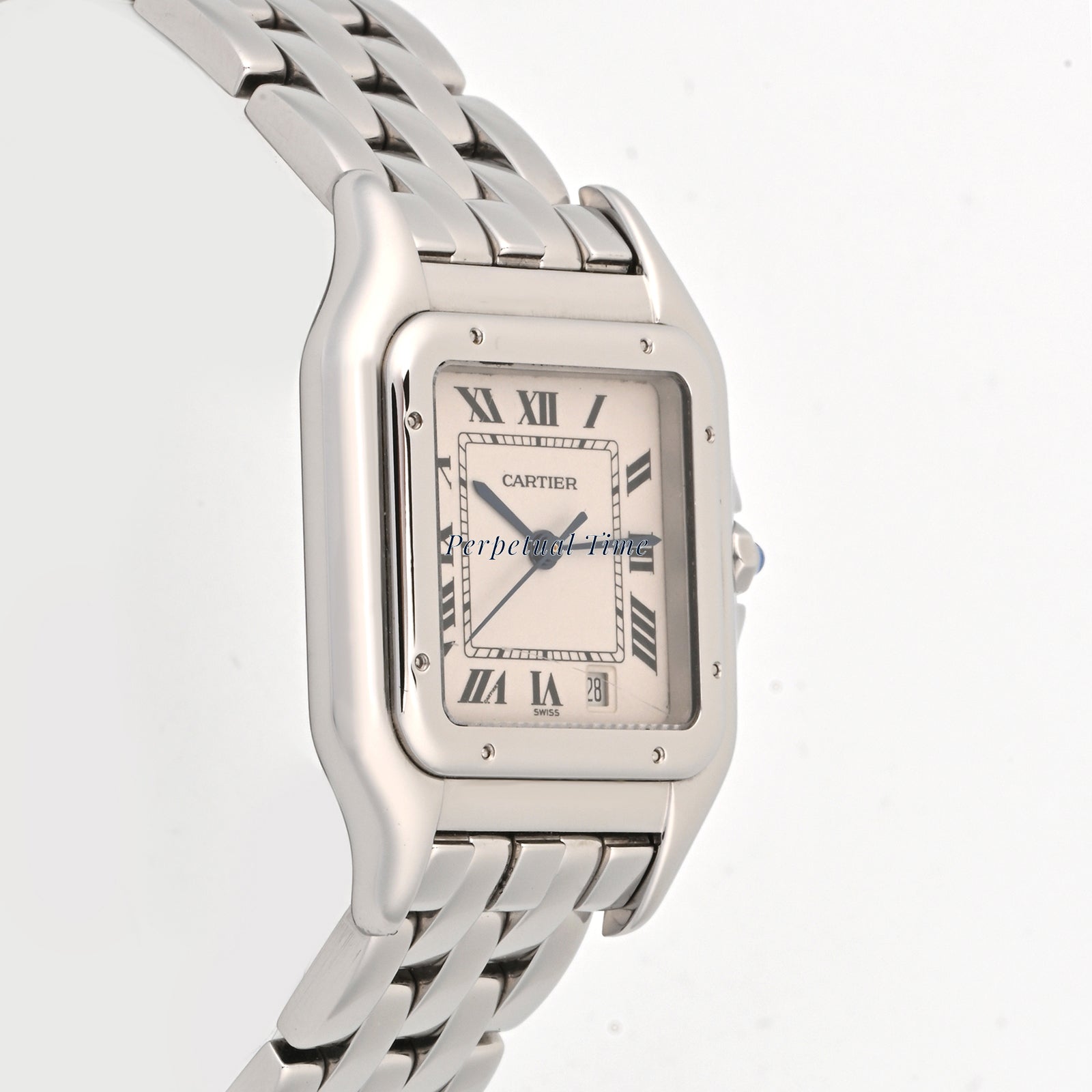Cartier Panthere Stainless Steel Mid Size White Roman Dial on Steel band W25054P5