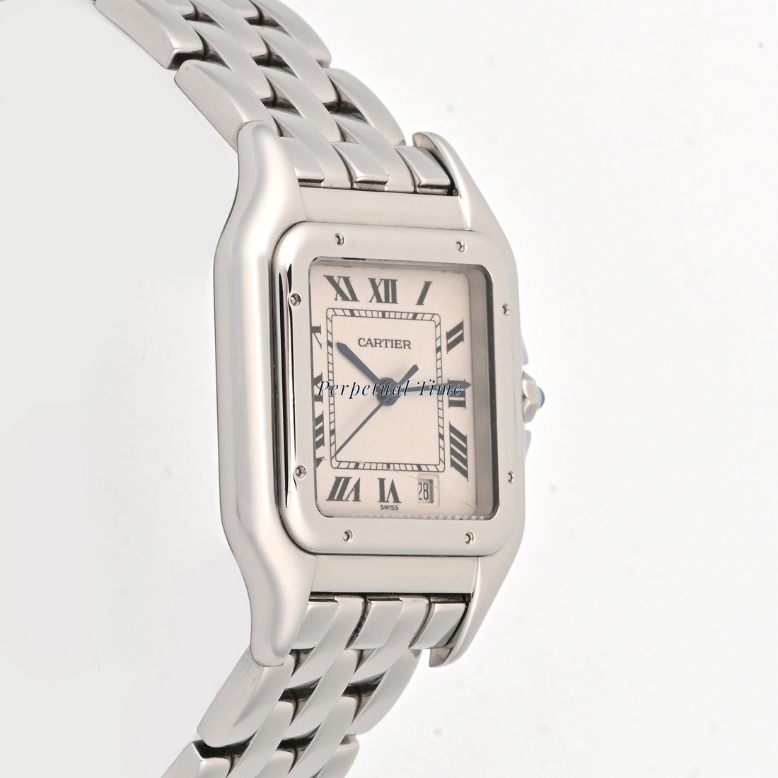 Cartier Panthere Stainless Steel Mid Size White Roman Dial on Steel band W25054P5