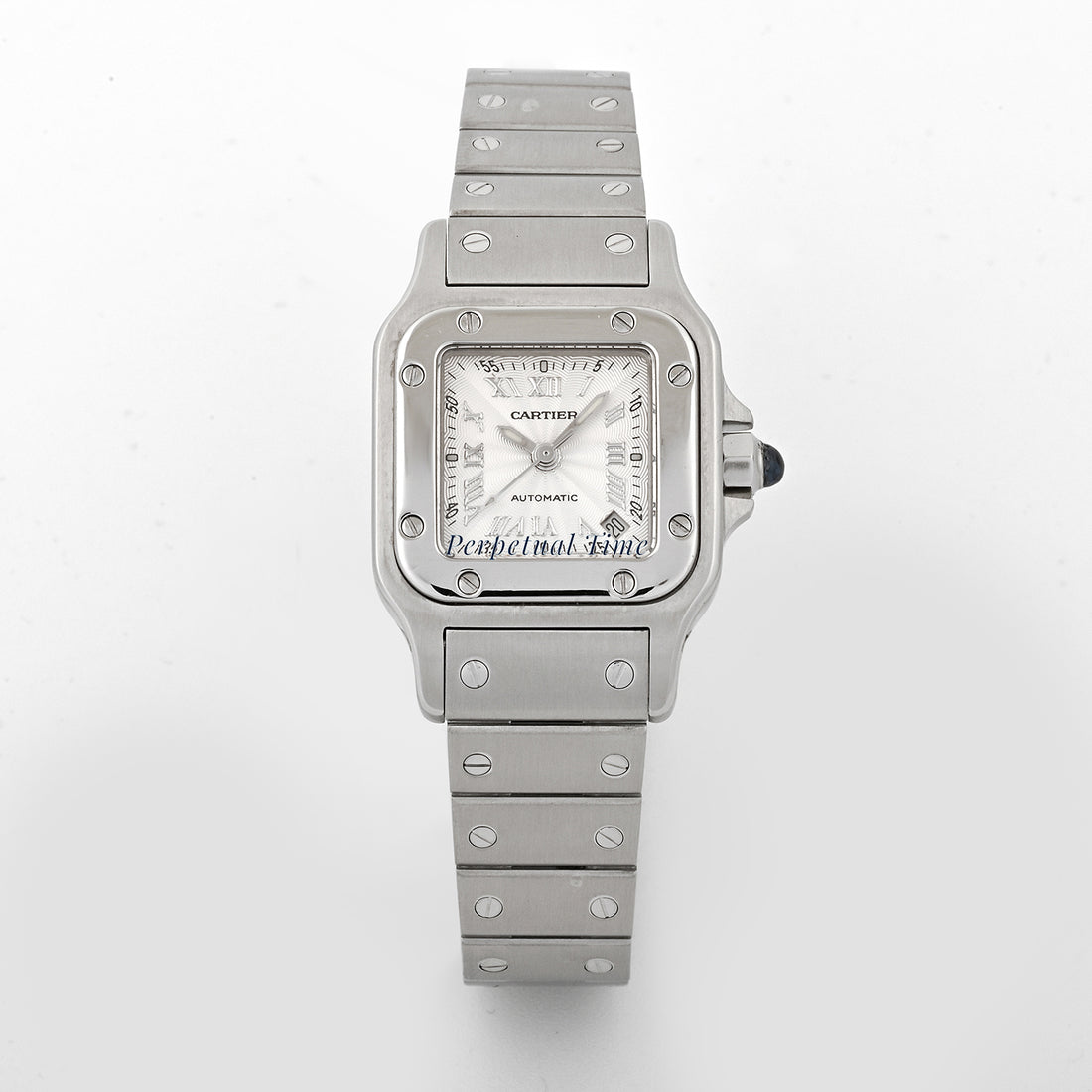 Cartier Santos Galbee Silver Roman Numeral Dial on Steel band W20044D6