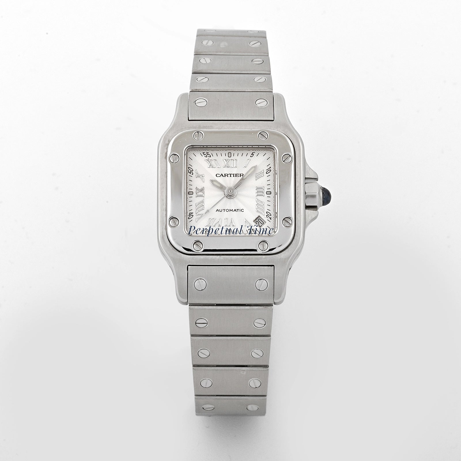 Cartier Santos Galbee Silver Roman Numeral Dial on Steel W20044D6
