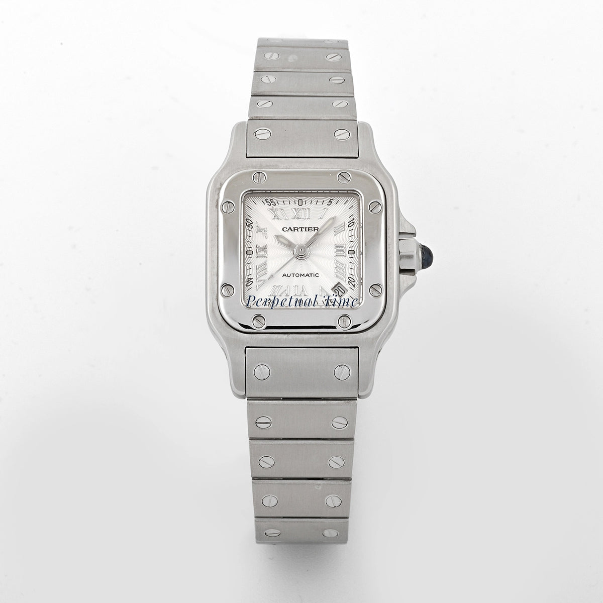 Cartier Santos Galbee Silver Roman Numeral Dial on Steel W20044D6