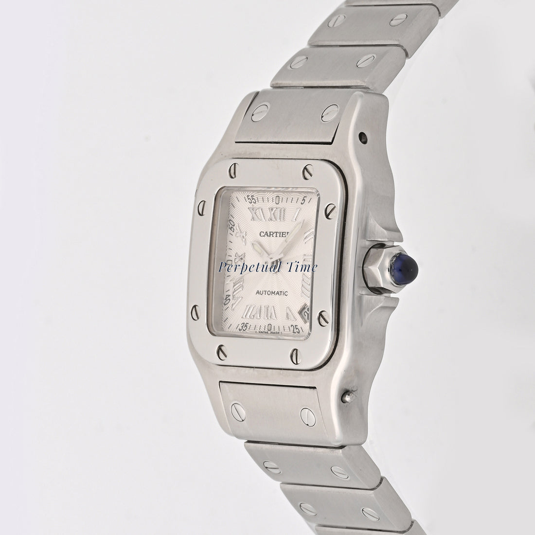 Cartier Santos Galbee Silver Roman Numeral Dial on Steel band W20044D6