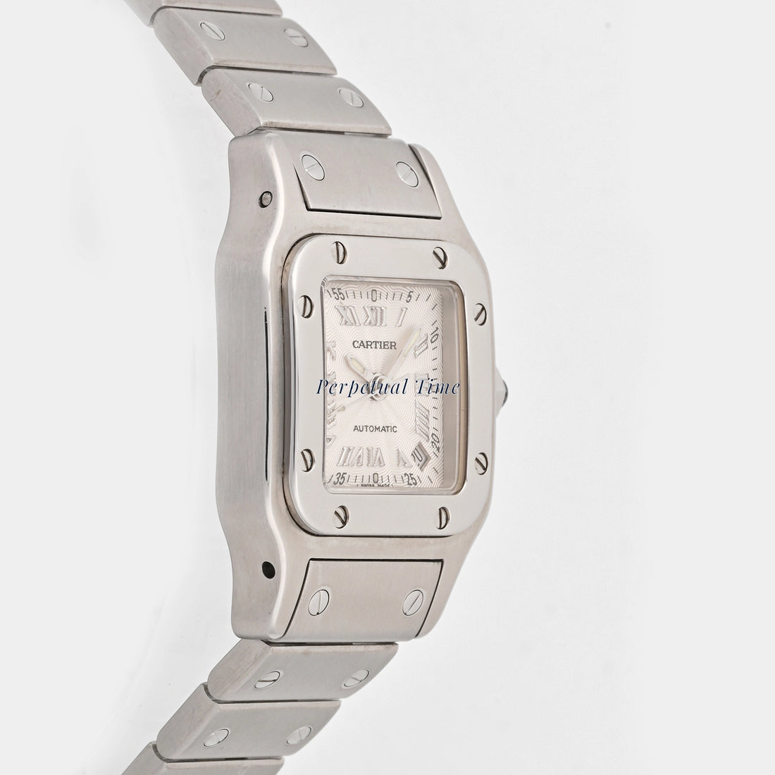 Cartier Santos Galbee Silver Roman Numeral Dial on Steel W20044D6