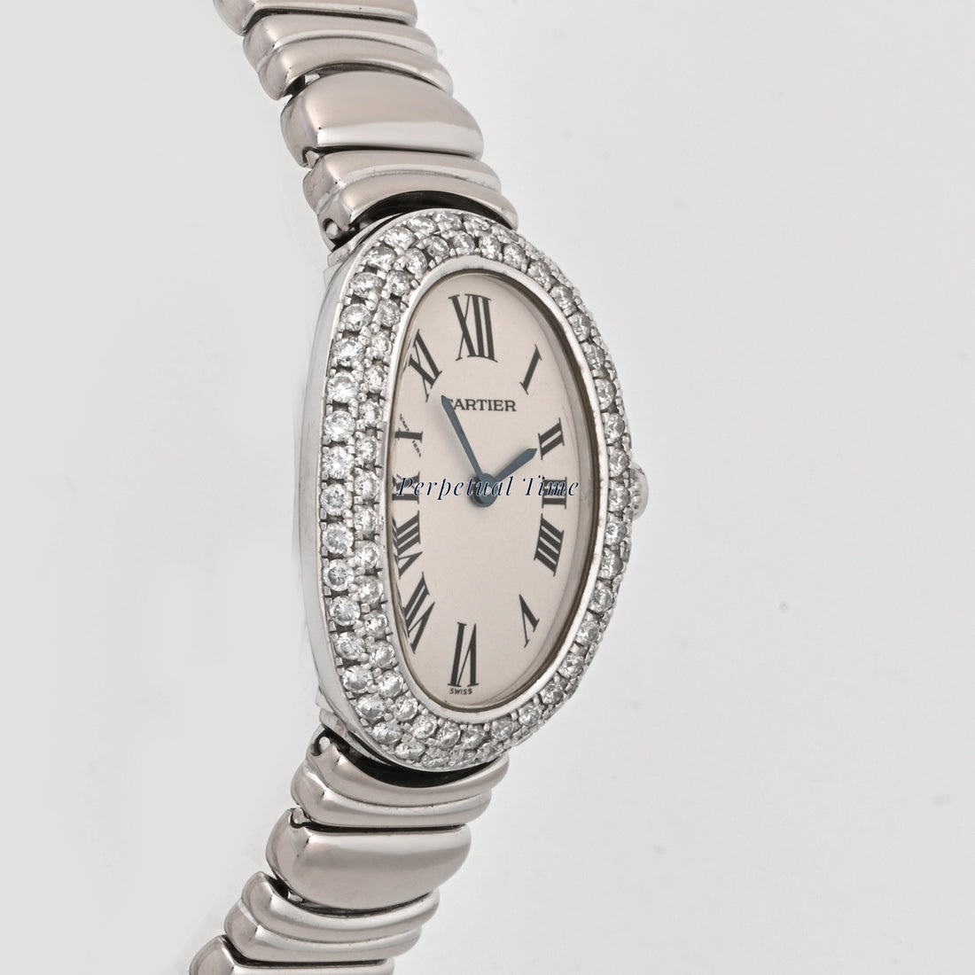 Cartier Baignoire White Gold White Roman Dial on White Gold w15133l2
