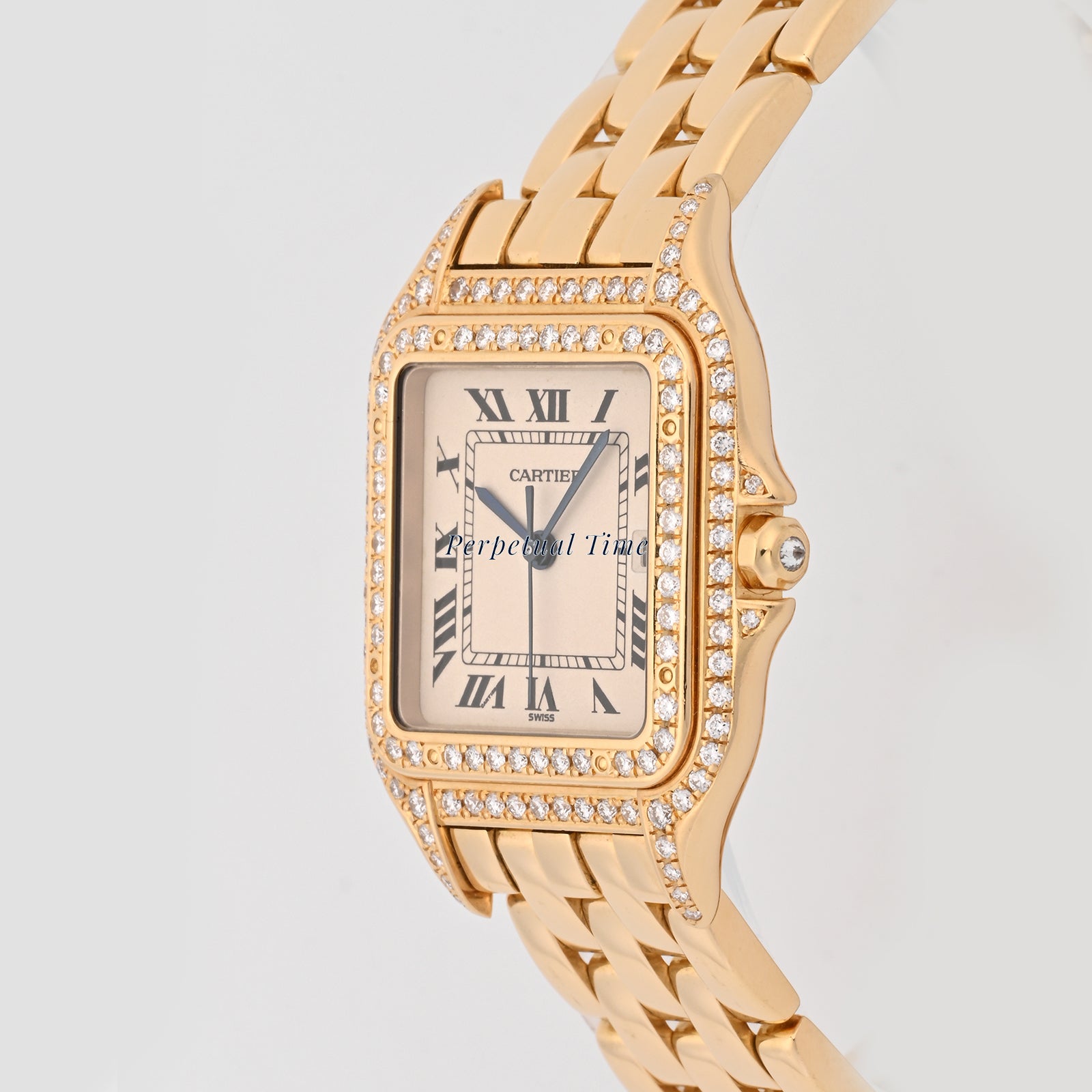 Cartier panthere jumbo yg white roman Dial on yellow gold band W25014b9