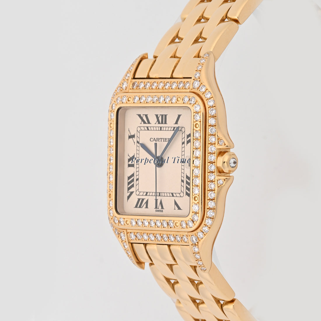 Cartier panthere jumbo yg white roman Dial on yellow gold band W25014b9